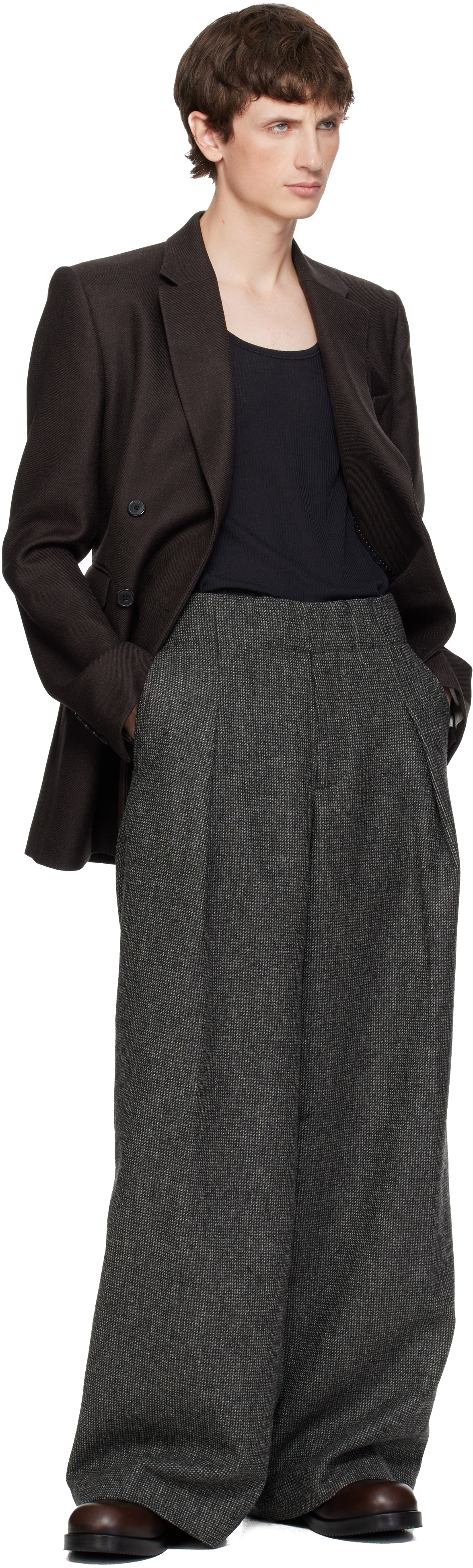 Dries Van Noten Double Breasted Jacket In Brown