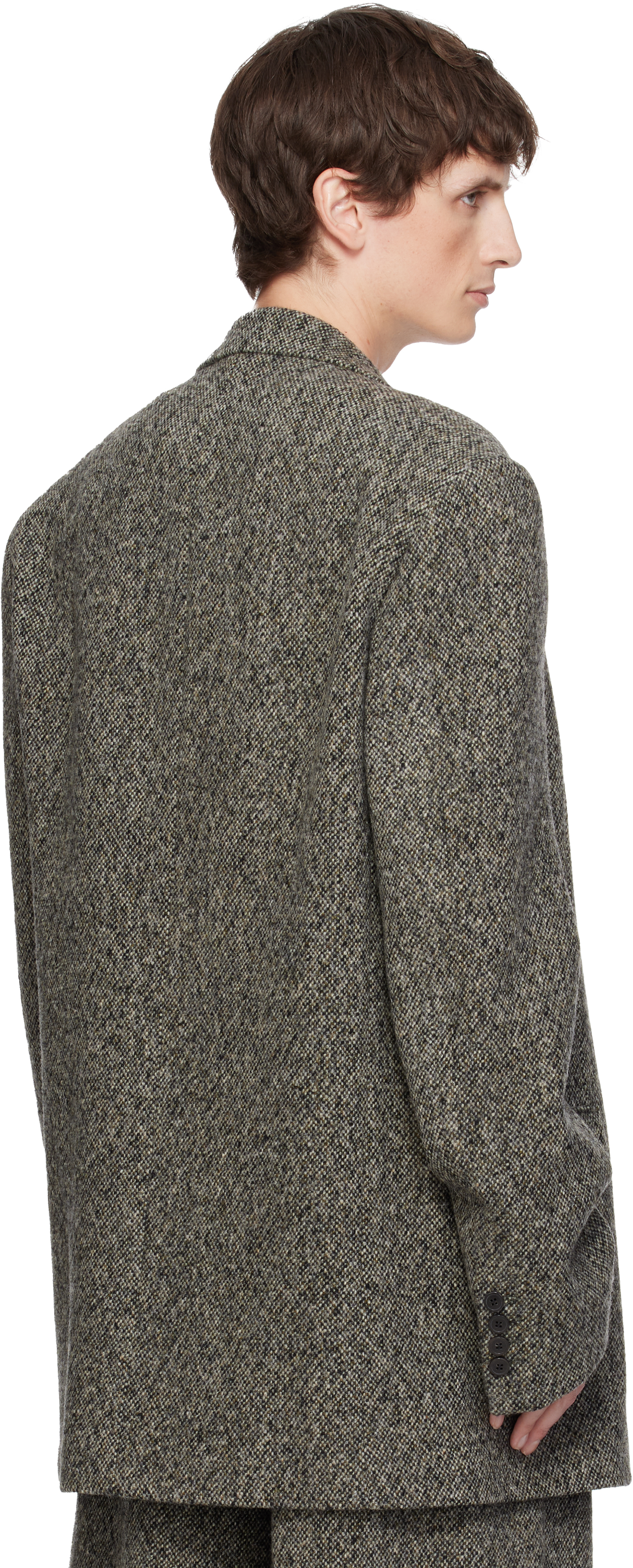 Dries Van Noten Gray Oversized Wool Blazer In Gray