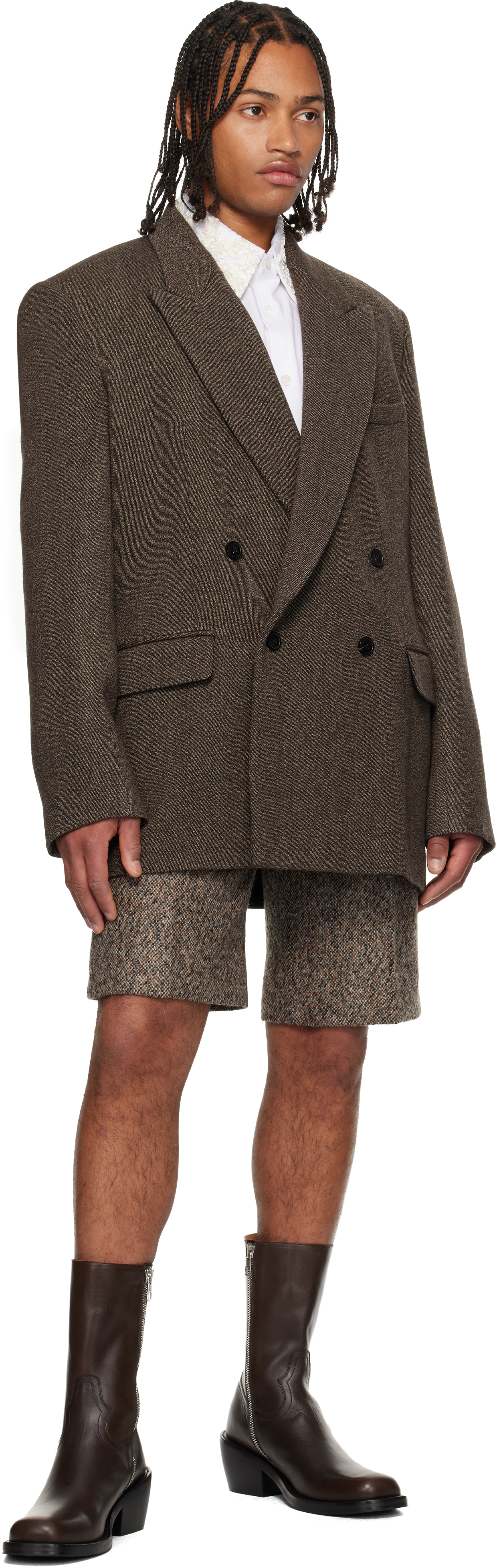 Dries Van Noten Brown Wool Serge Blazer In Brown