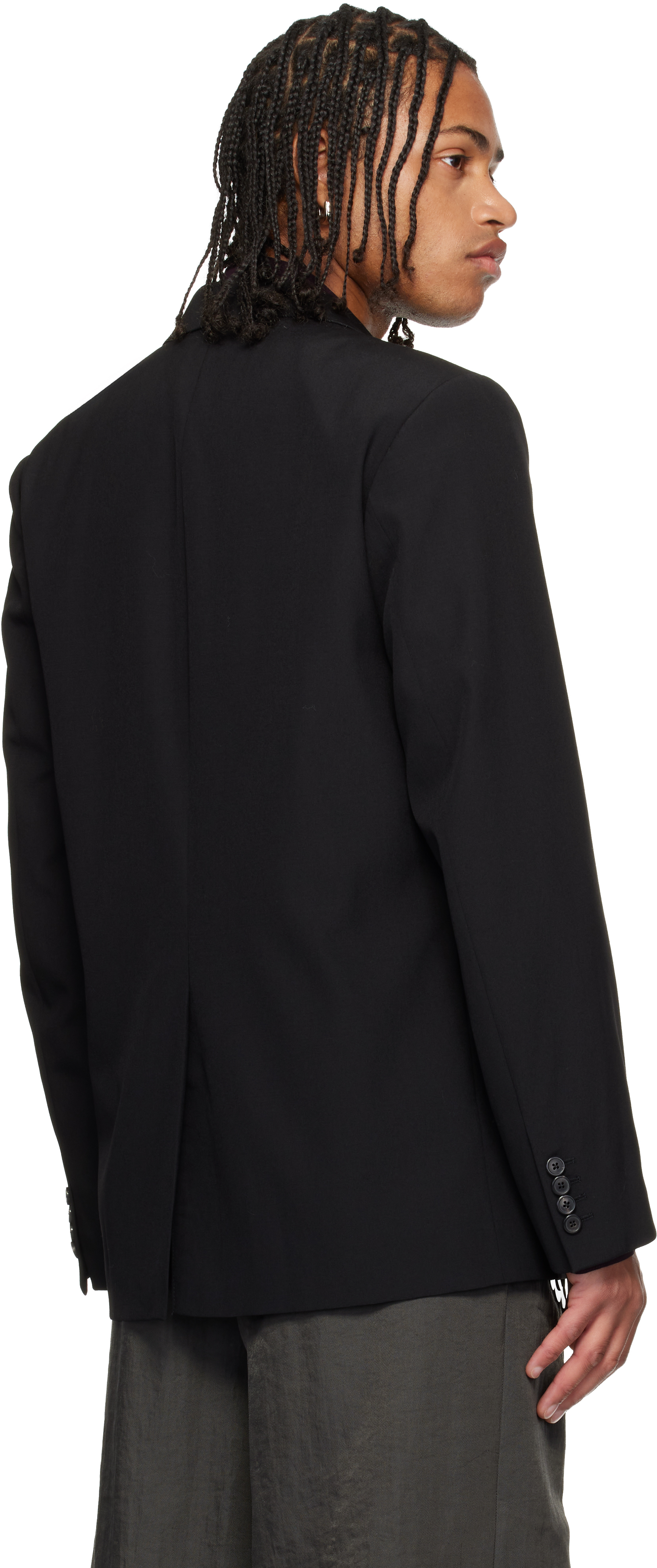 Dries Van Noten Black Notched Lapel Blazer In Black