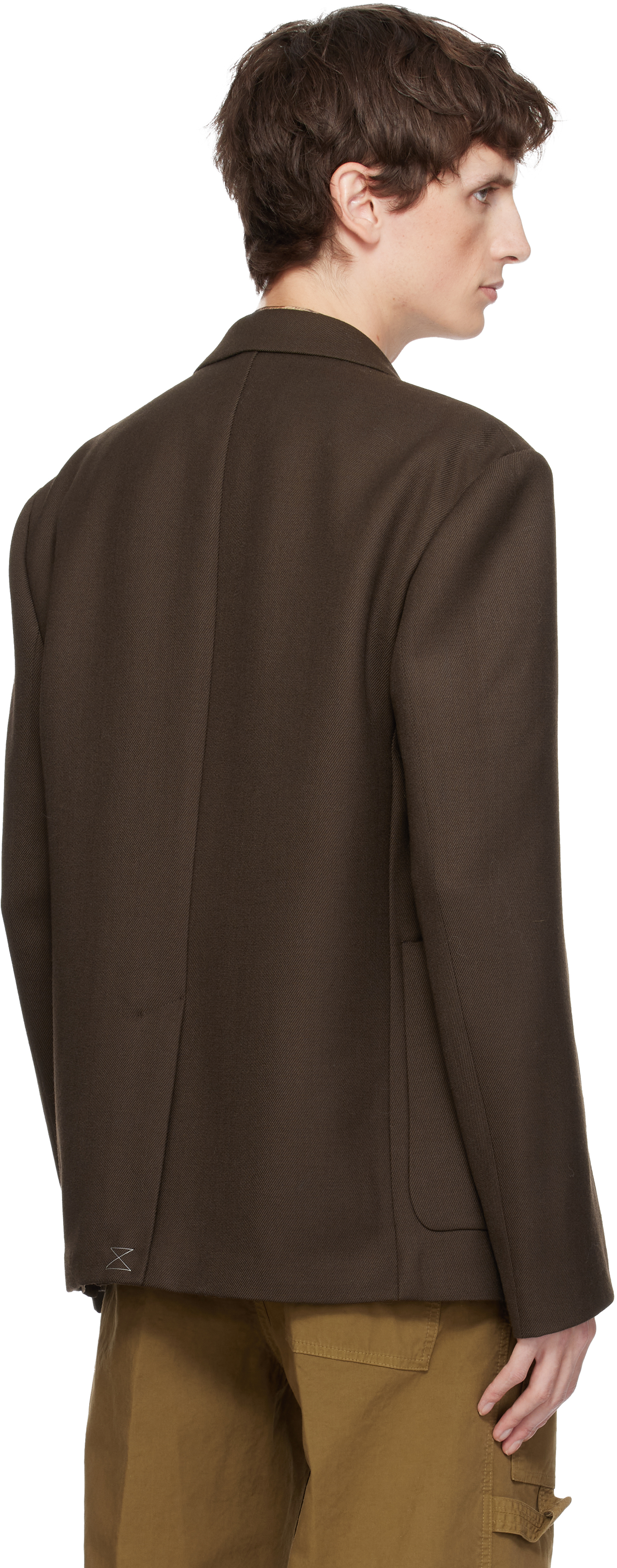 Dries Van Noten Brown Boxy Wool Blazer In Brown
