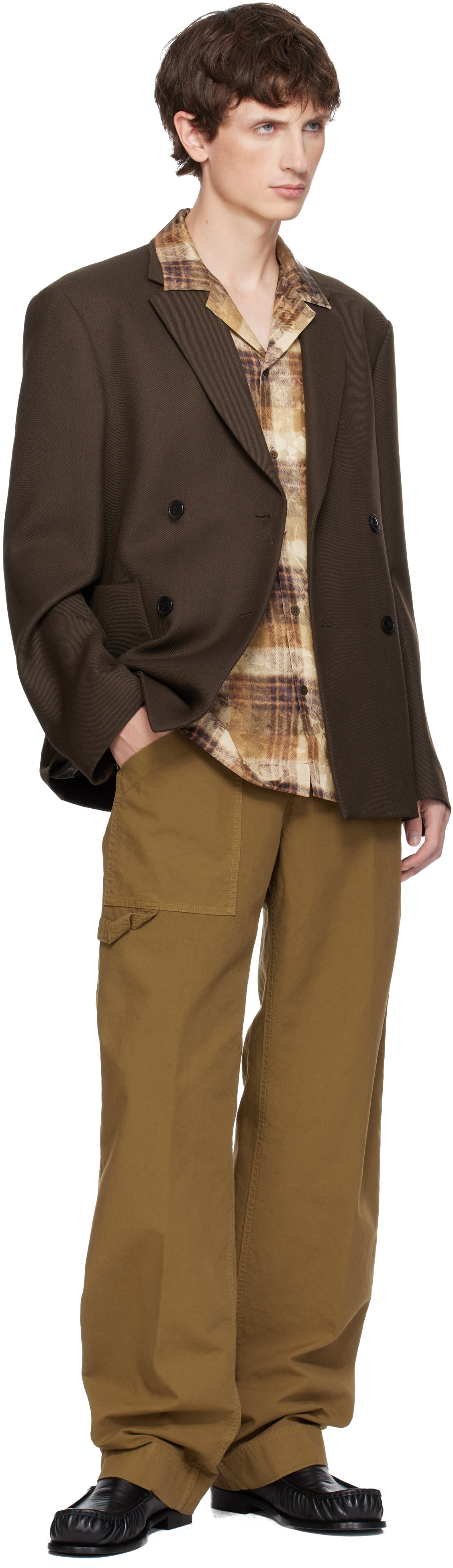 Dries Van Noten Brown Boxy Wool Blazer In Brown