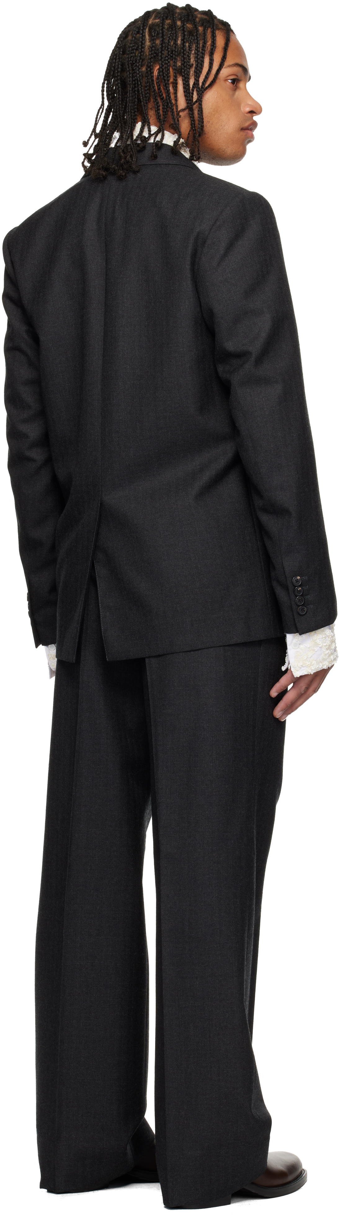 Dries Van Noten Gray Wool Two-piece Suit In Black