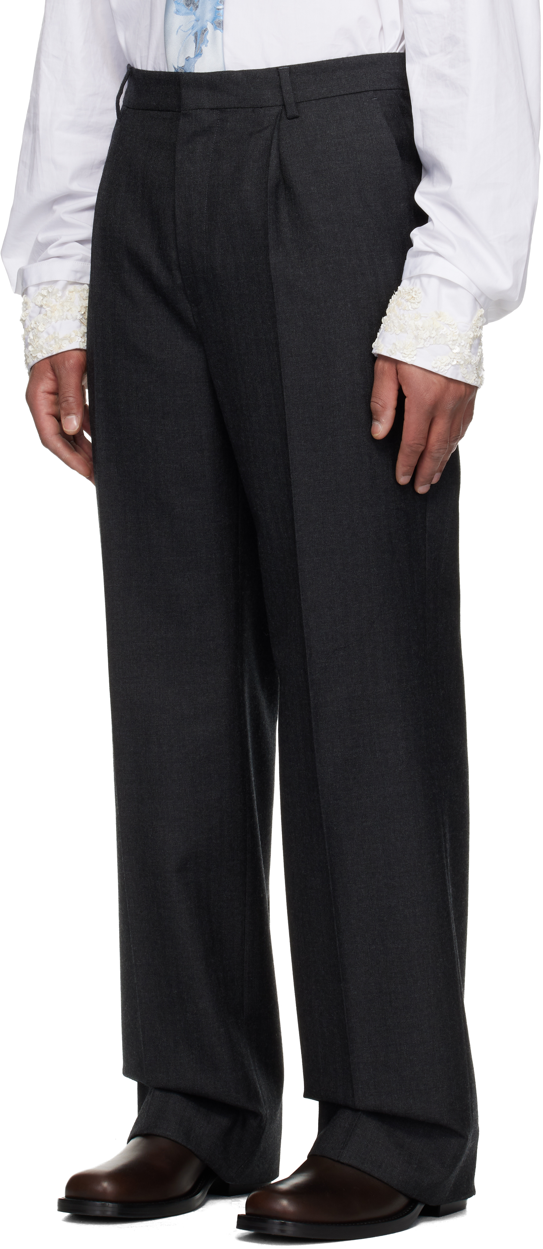 Dries Van Noten Gray Wool Two-piece Suit In Black