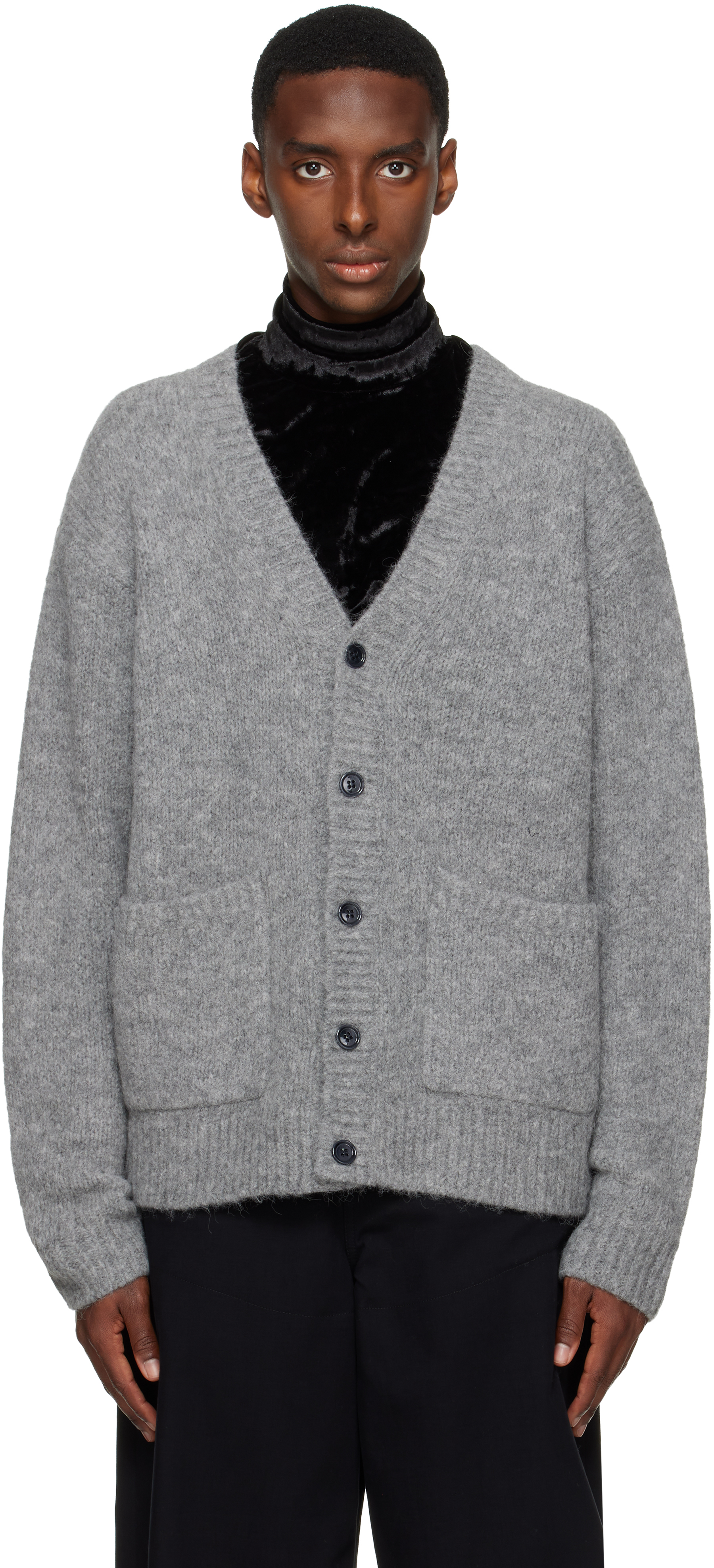 Dries Van Noten Gray Alpaca Cardigan