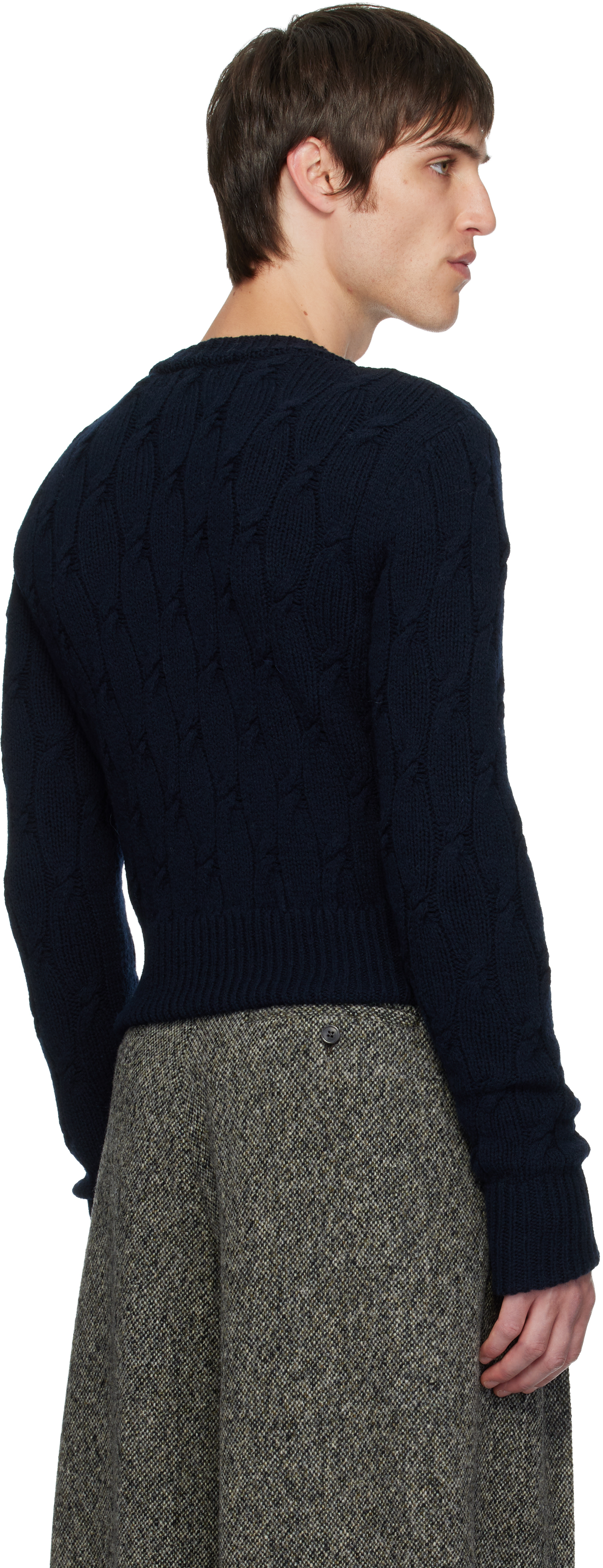 Dries Van Noten Black Cable-knit Cardigan In Multi