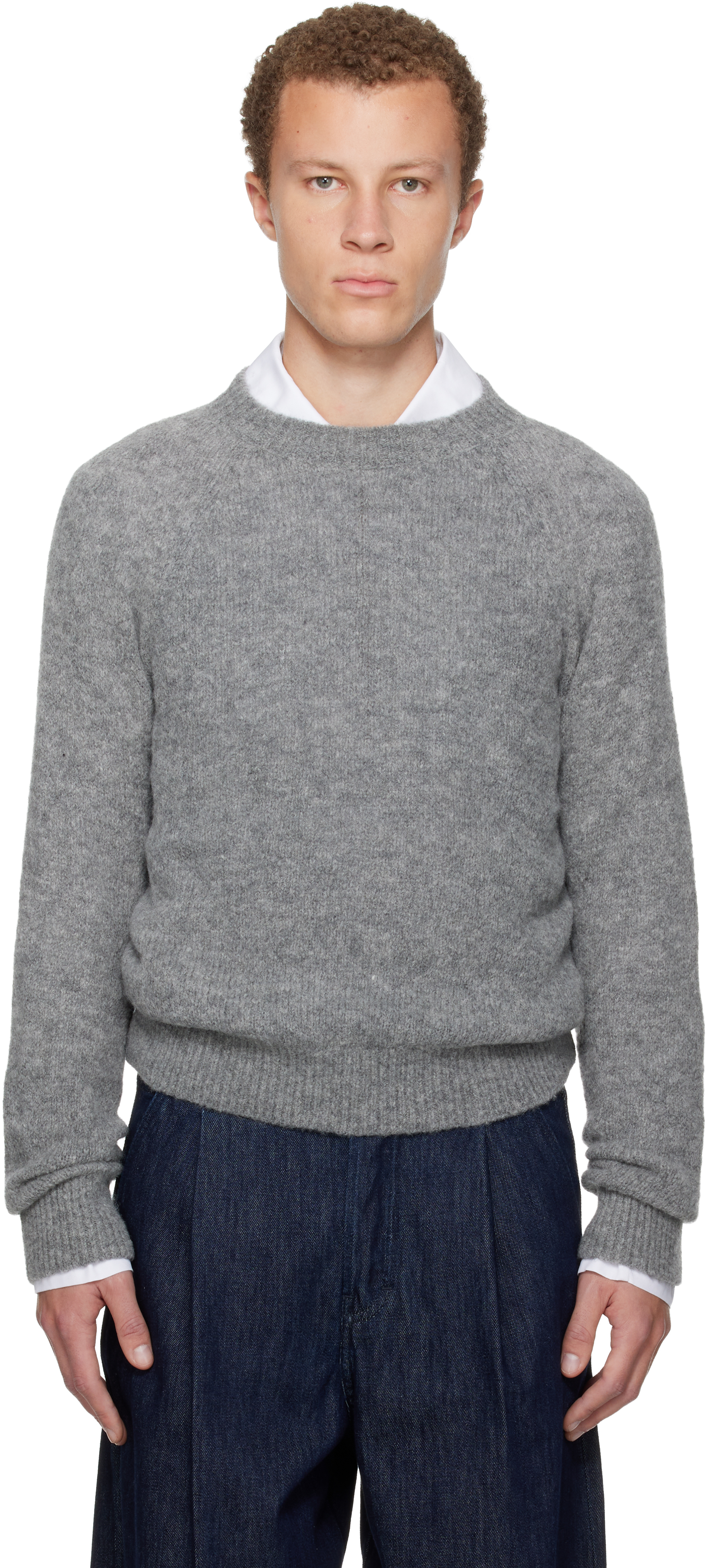 Gray Raglan Sweater by Dries Van Noten on Sale