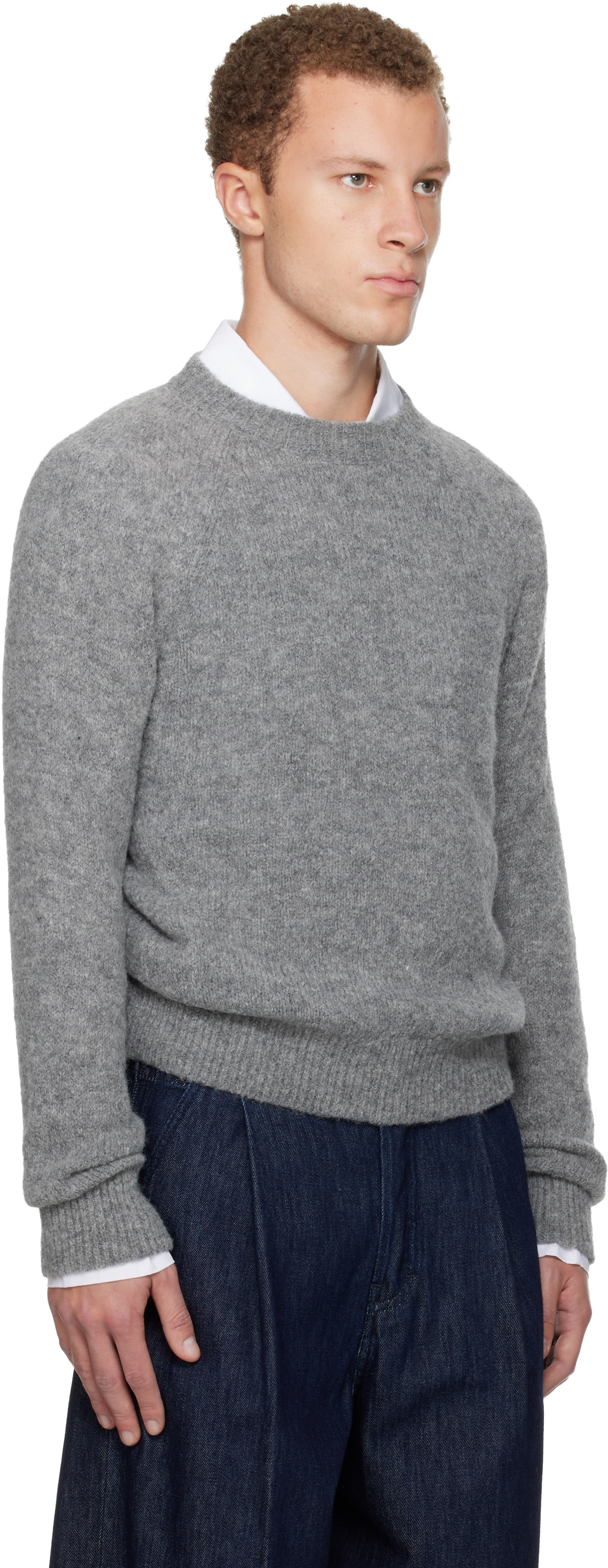 Dries Van Noten Gray Raglan Sweater In Gray
