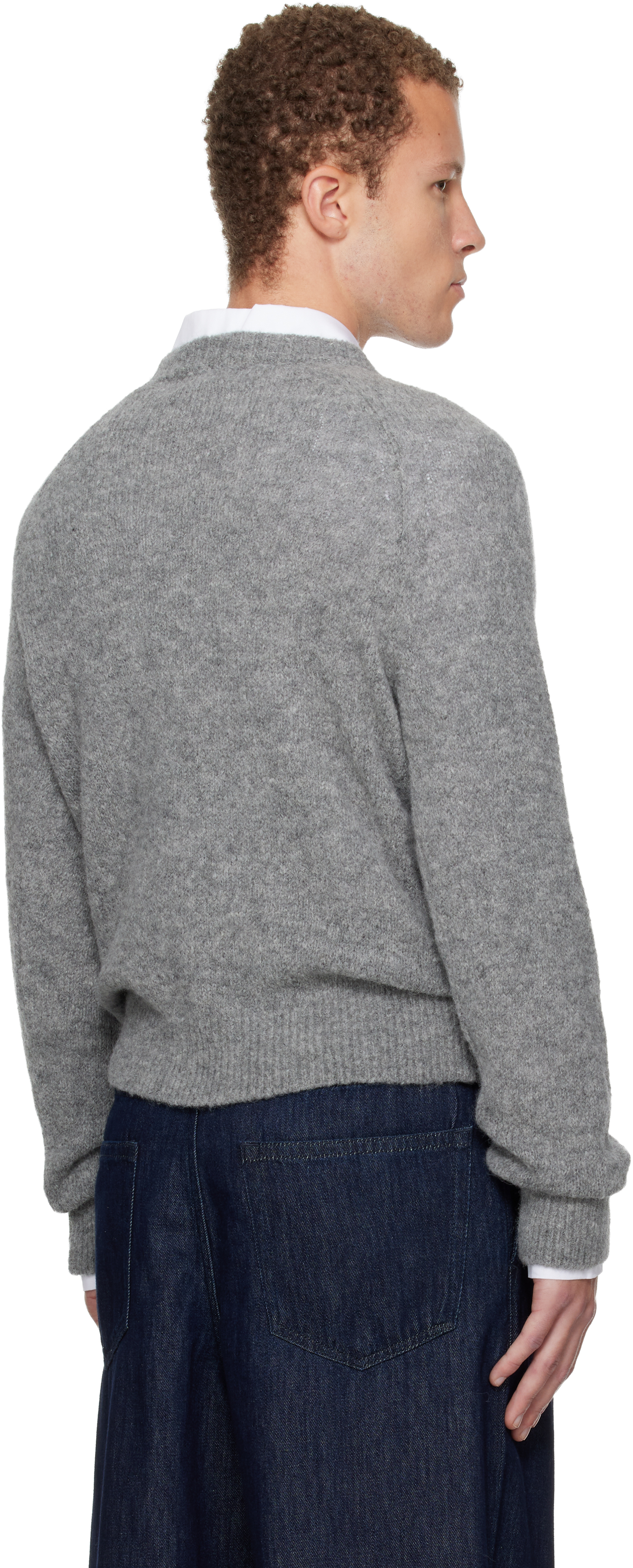 Dries Van Noten Gray Raglan Sweater In Gray