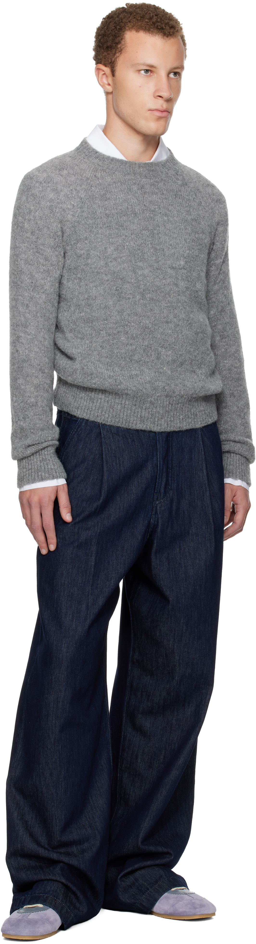 Dries Van Noten Gray Raglan Sweater In Gray