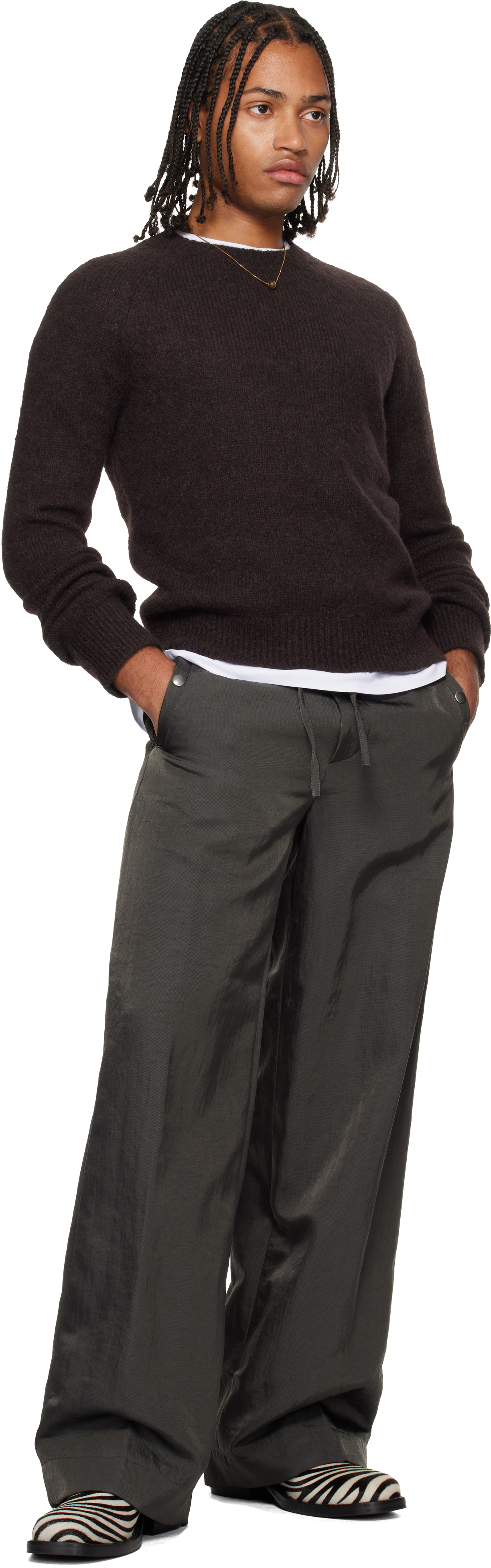 Dries Van Noten Brown Fitted Sweater In Brown