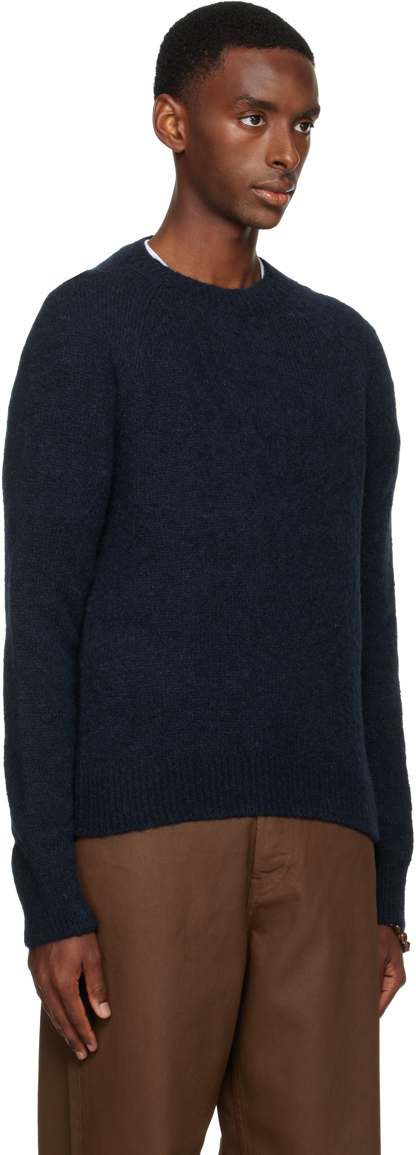Dries Van Noten Navy Crewneck Sweater In Blue