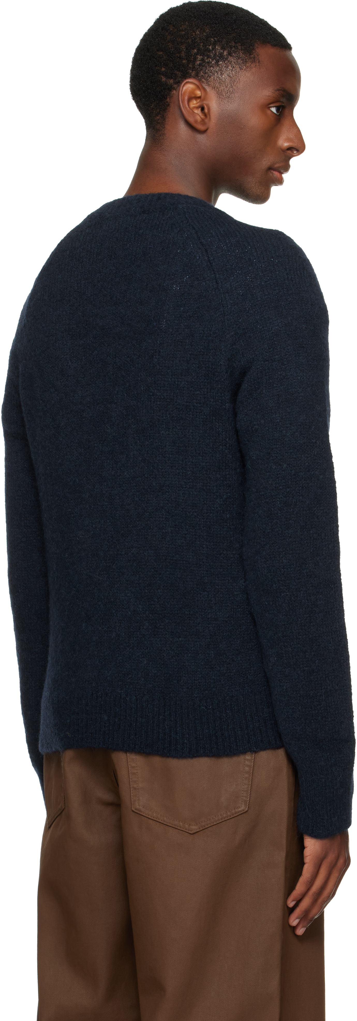 Dries Van Noten Navy Crewneck Sweater In Blue