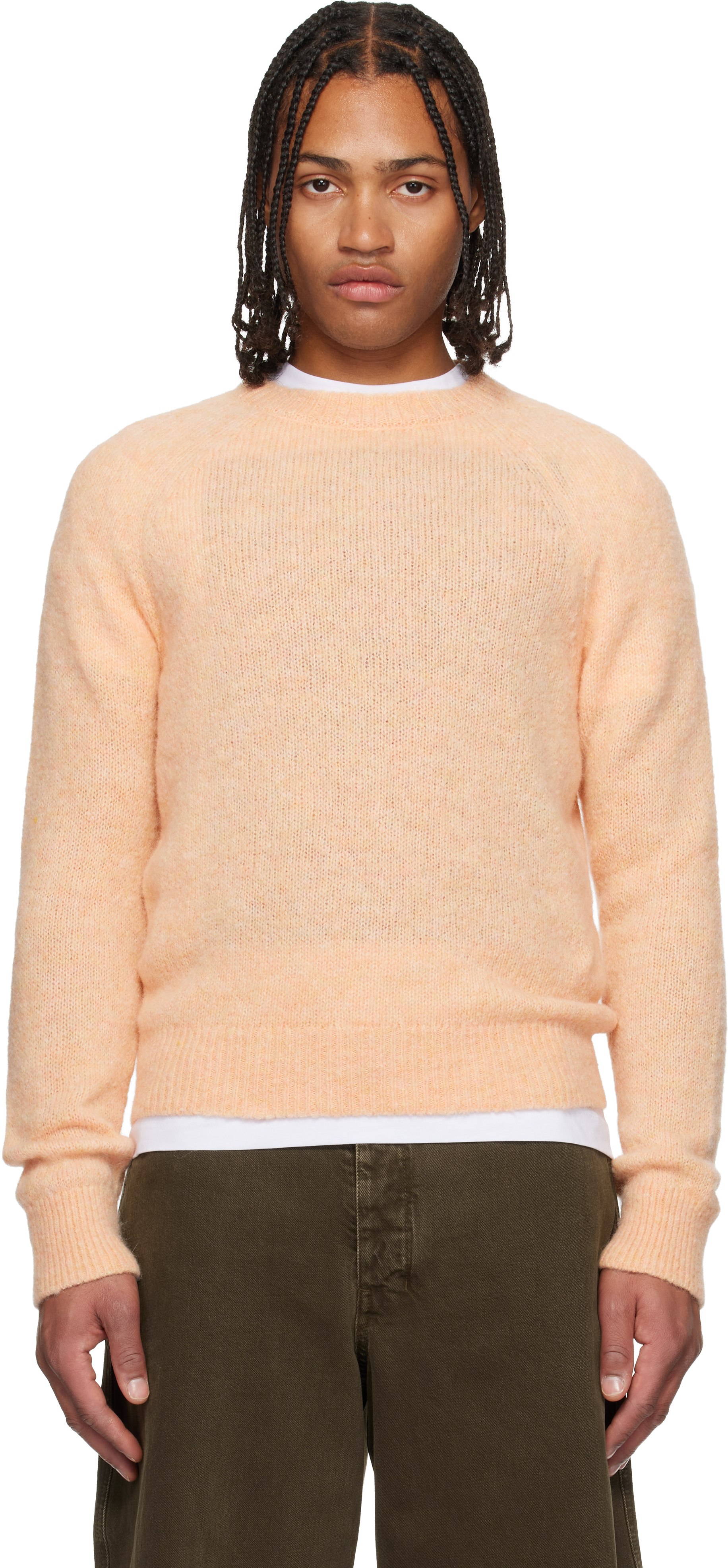 Dries Van Noten Orange Fitted Sweater In Pink