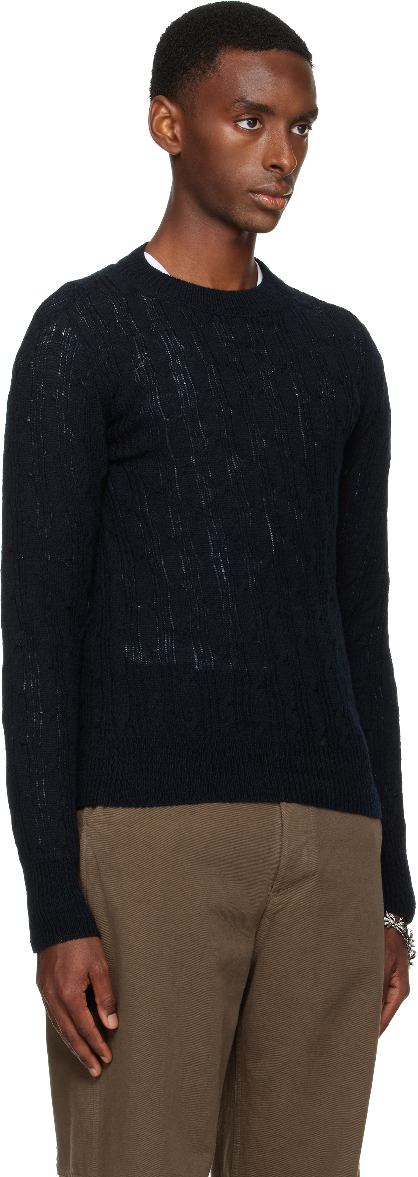 Dries Van Noten Black Crewneck Sweater In Animal Print