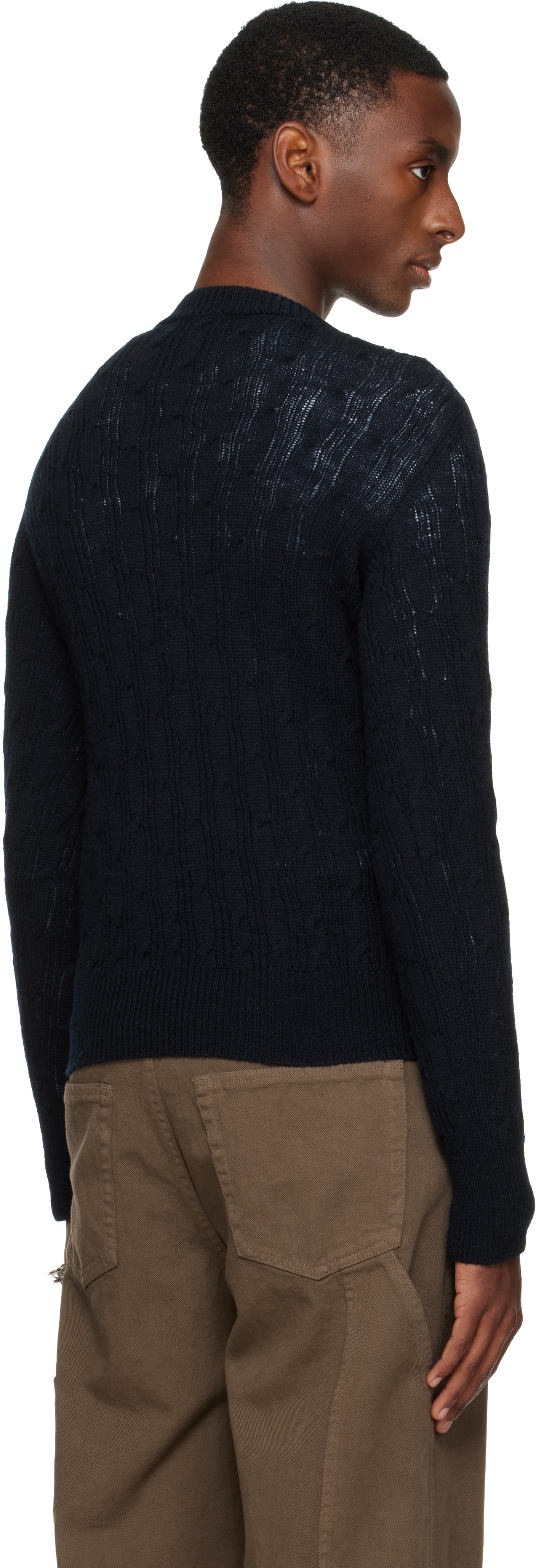 Dries Van Noten Black Crewneck Sweater In Animal Print