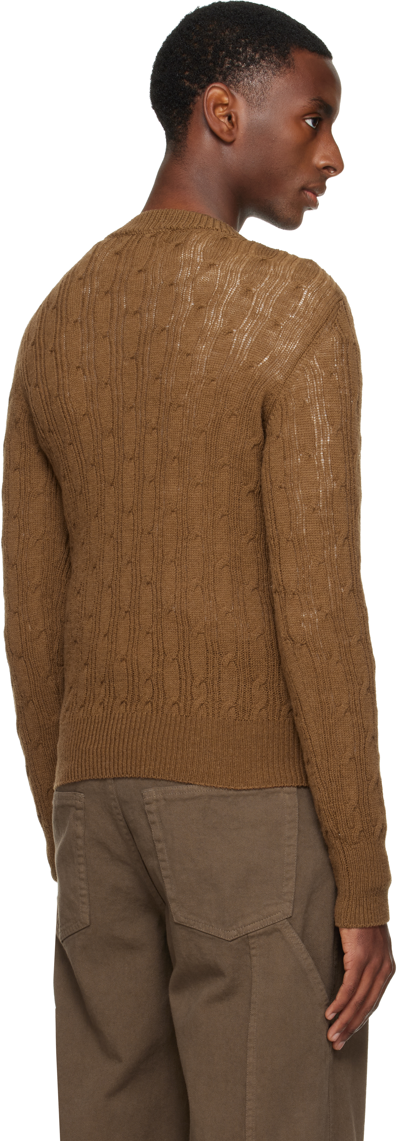 Dries Van Noten Brown Crewneck Sweater In Animal Print