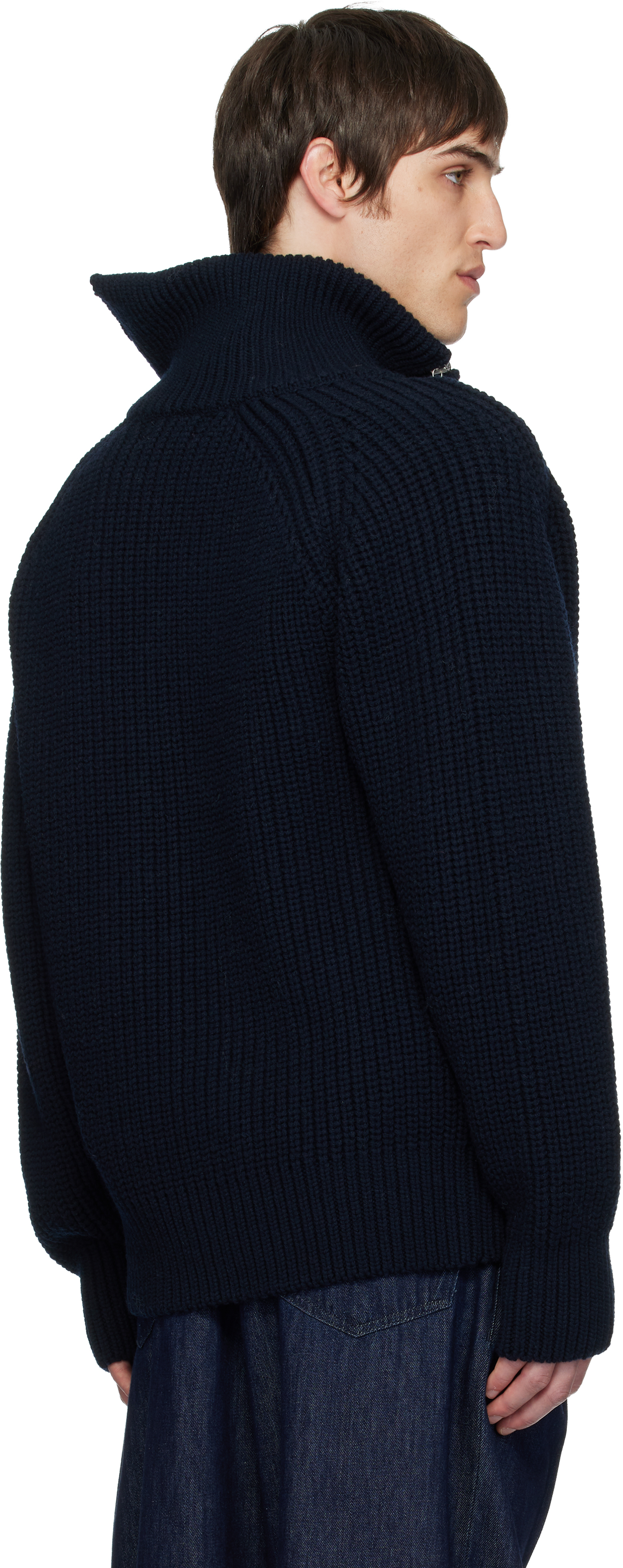 Dries Van Noten Wool Sweater With High Collar And Zipper In Black