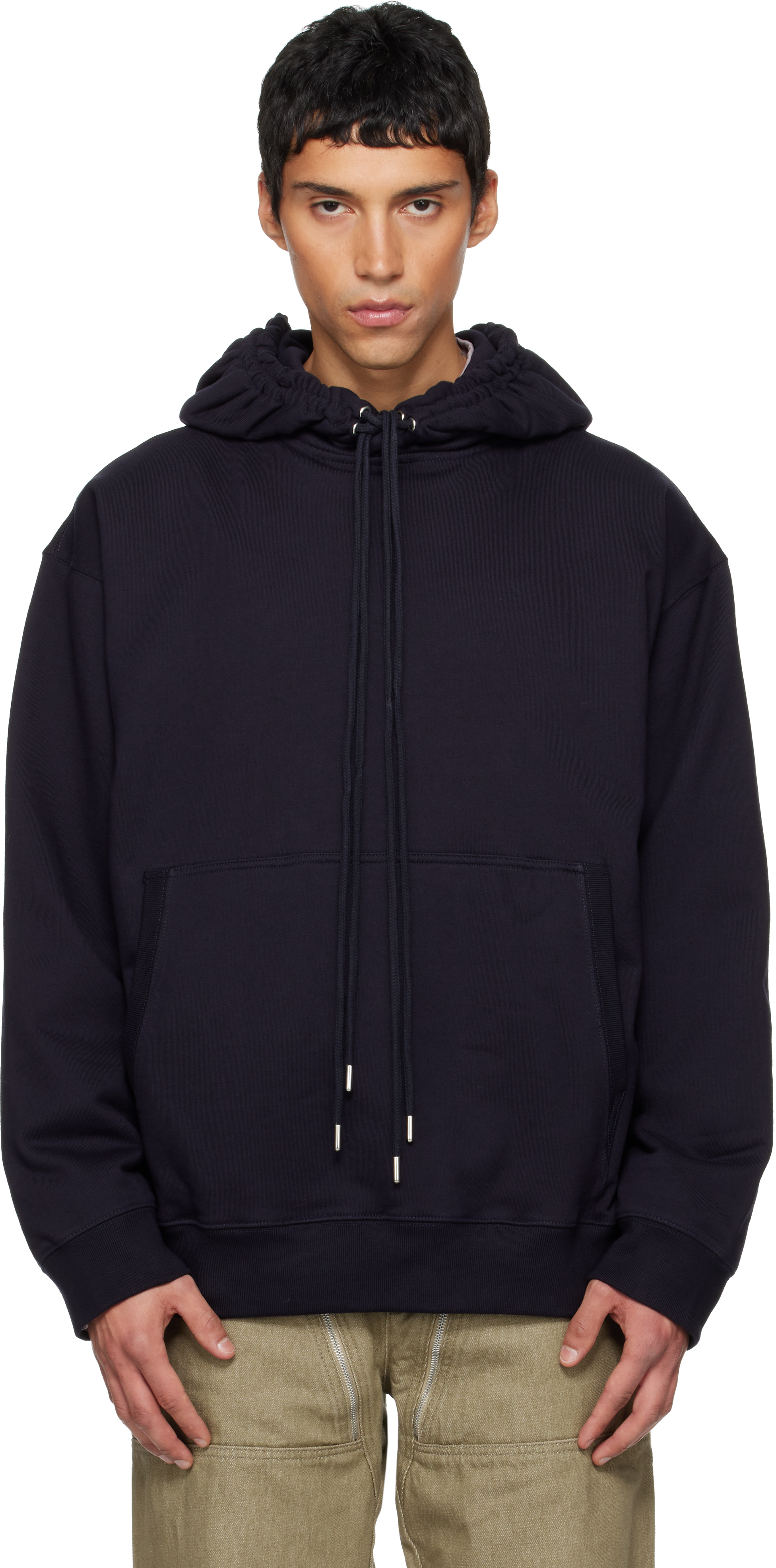 Dries Van Noten Navy Loose Fit Hoodie In Blue