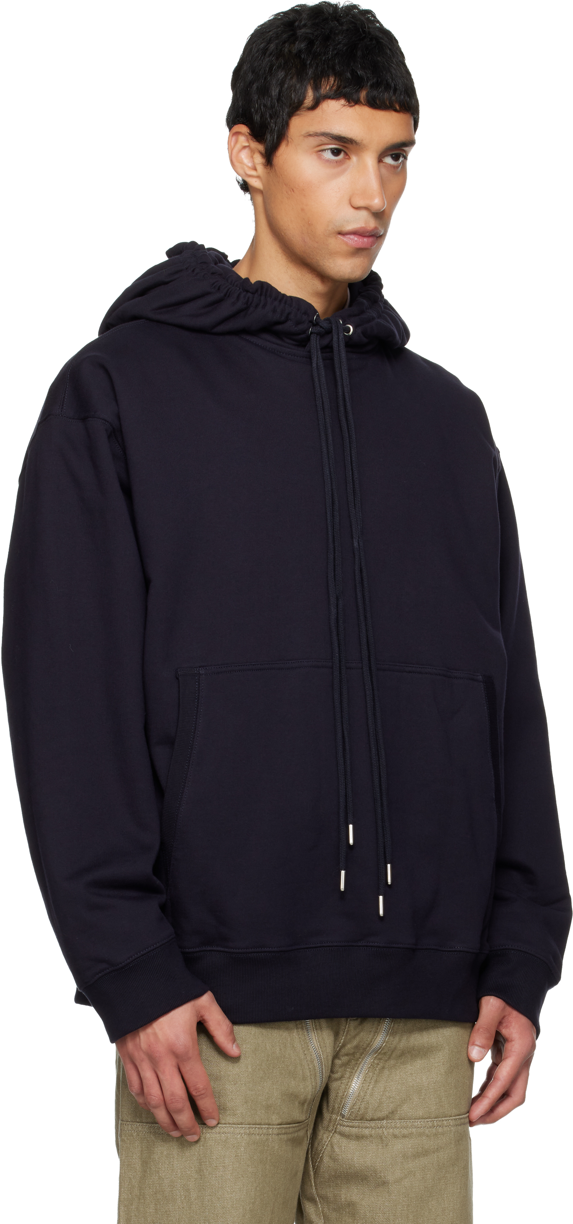 Dries Van Noten Navy Loose Fit Hoodie In Blue