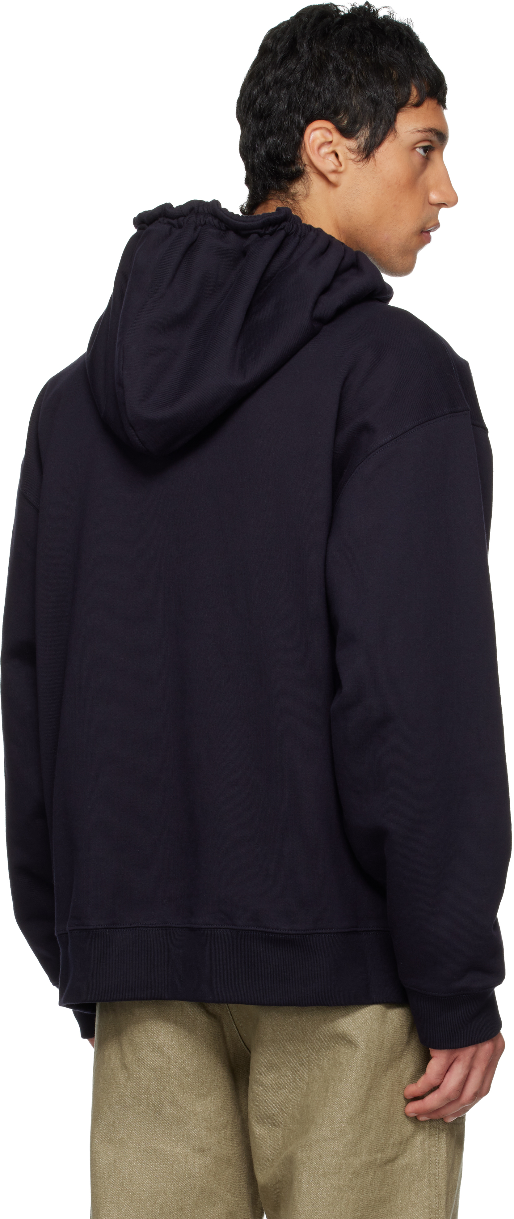 Dries Van Noten Navy Loose Fit Hoodie In Blue