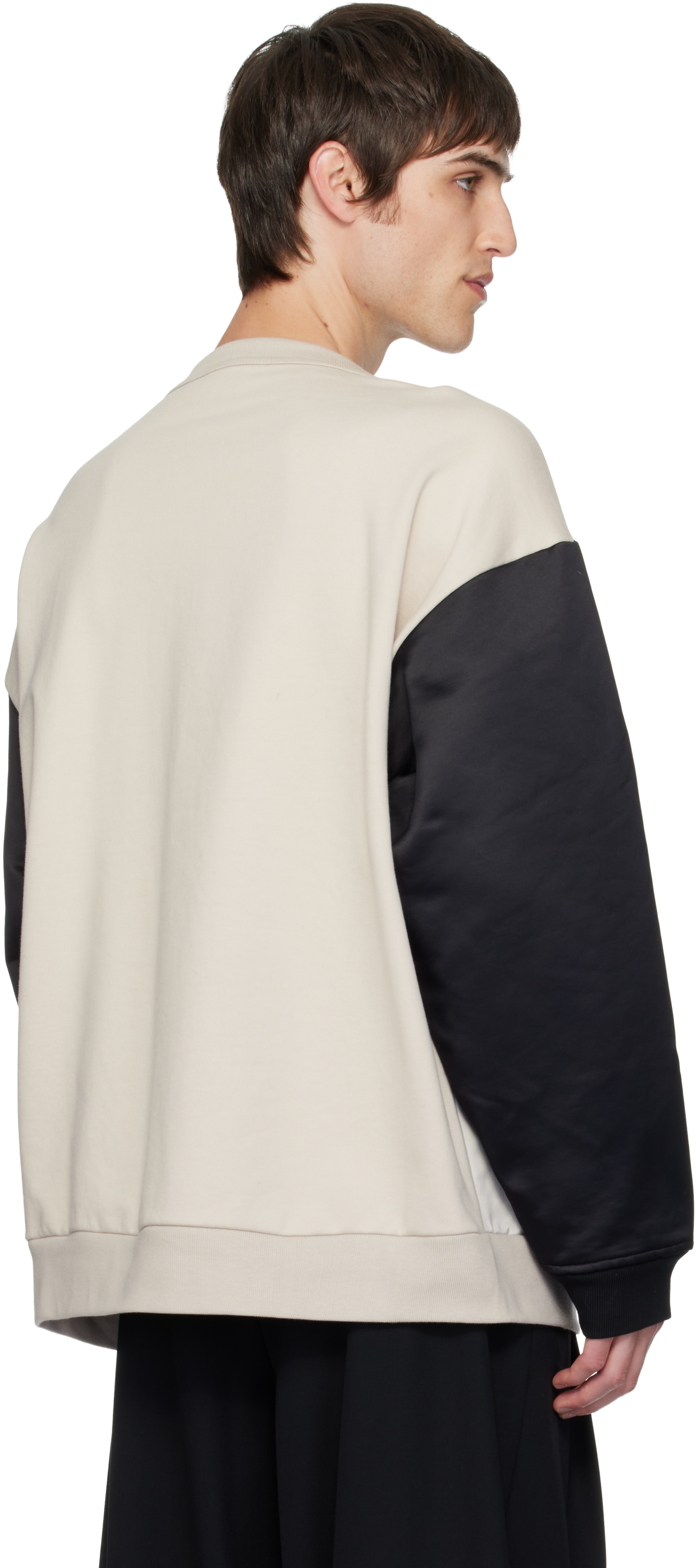 Dries Van Noten Off-white & Black Paneled Sweatshirt In Neutral