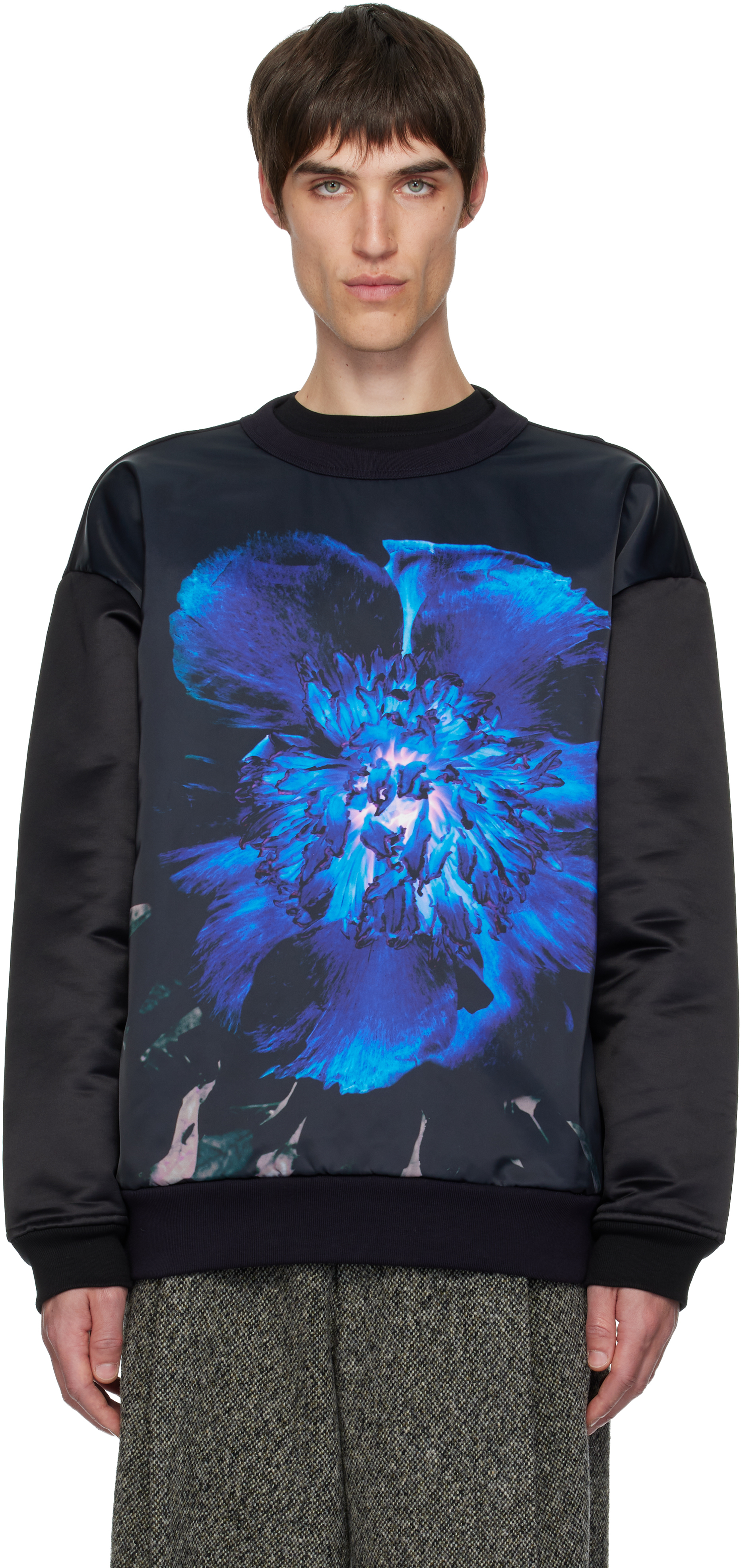 Dries Van Noten Black Printed Sweatshirt In Multi