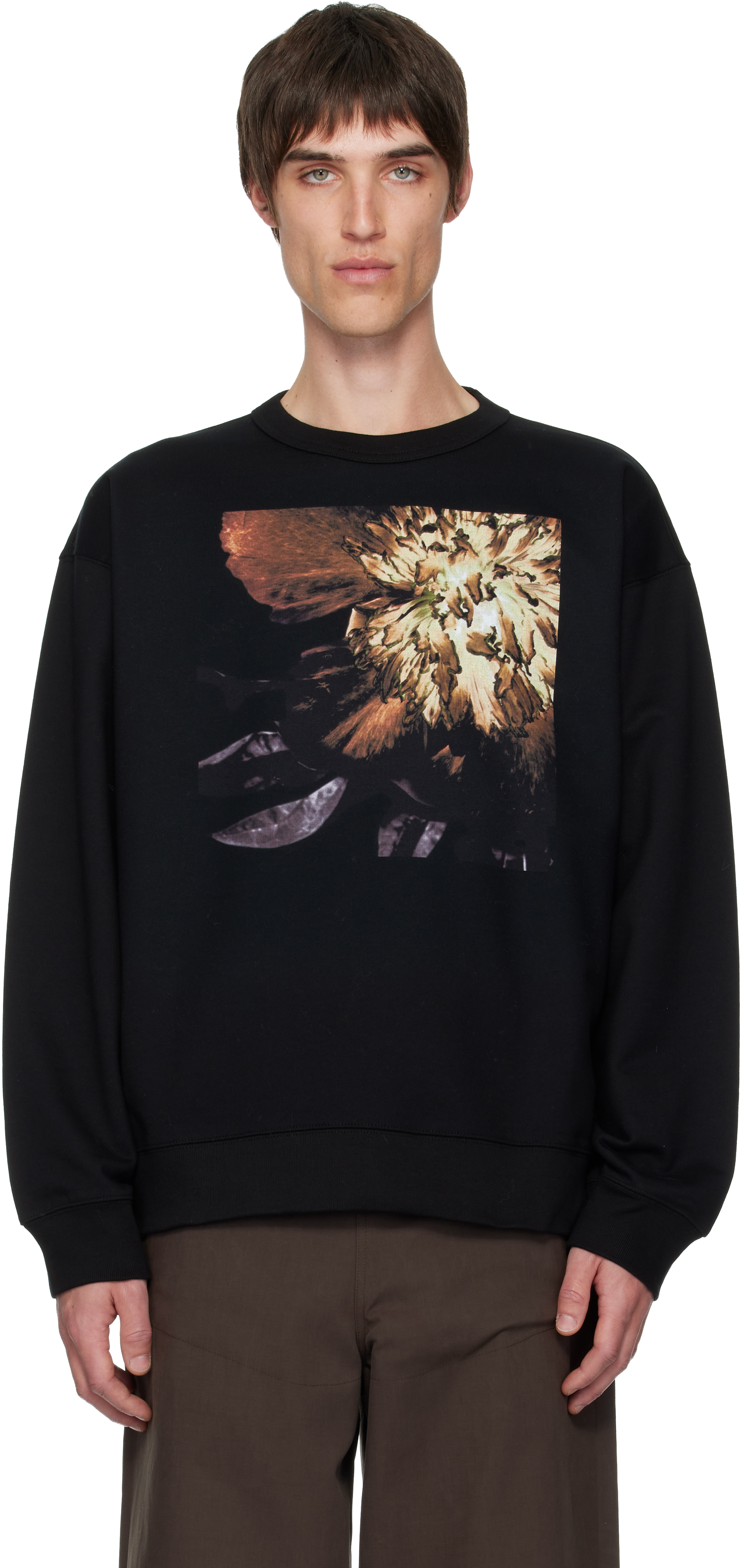 Dries Van Noten Black Graphic Sweatshirt In Black