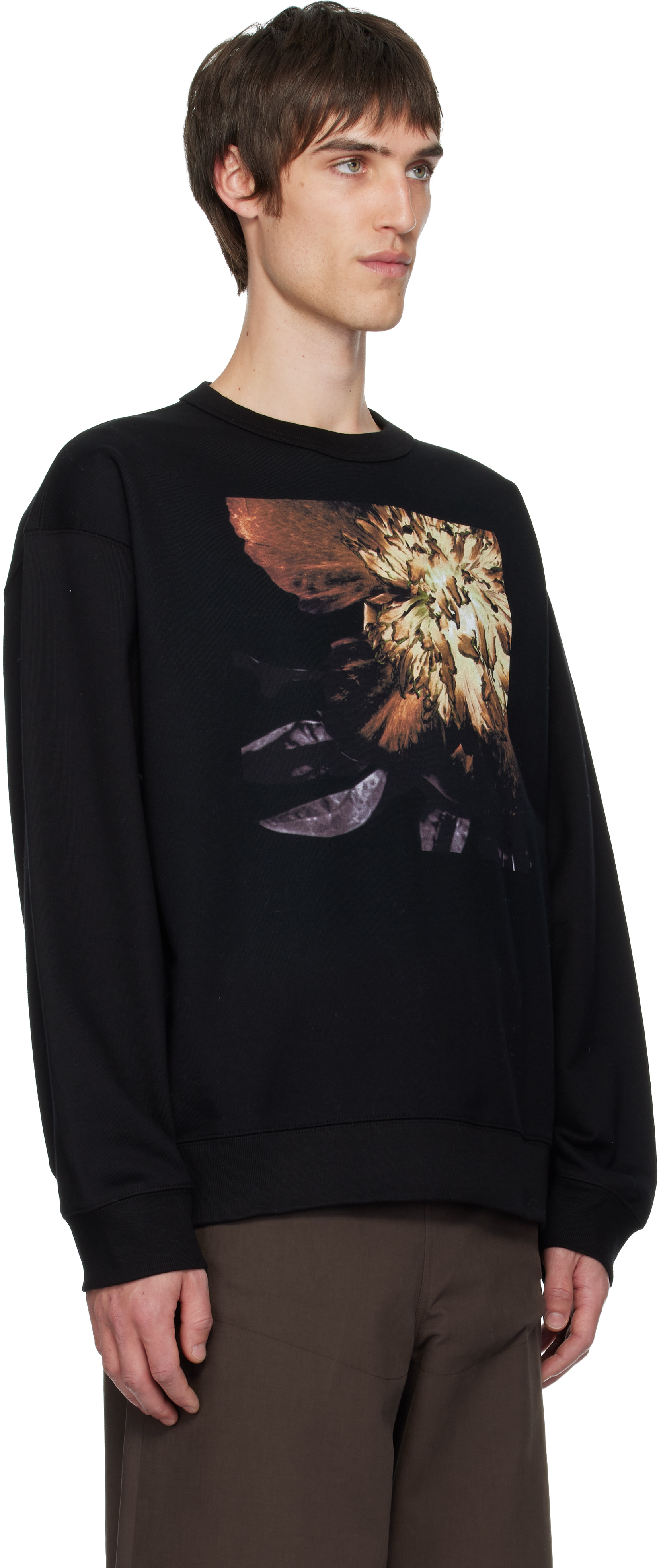 Dries Van Noten Black Graphic Sweatshirt In Black
