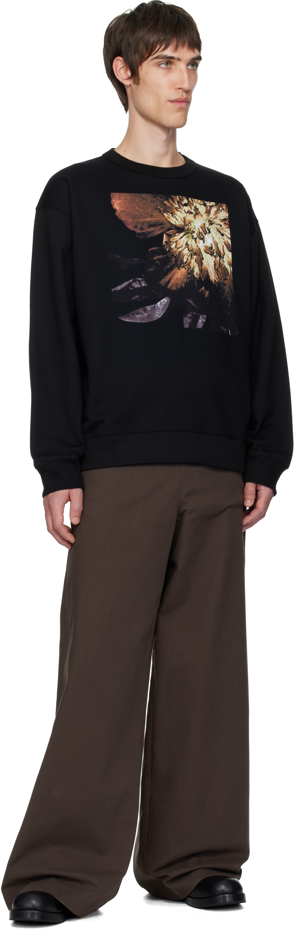 Dries Van Noten Black Graphic Sweatshirt In Black