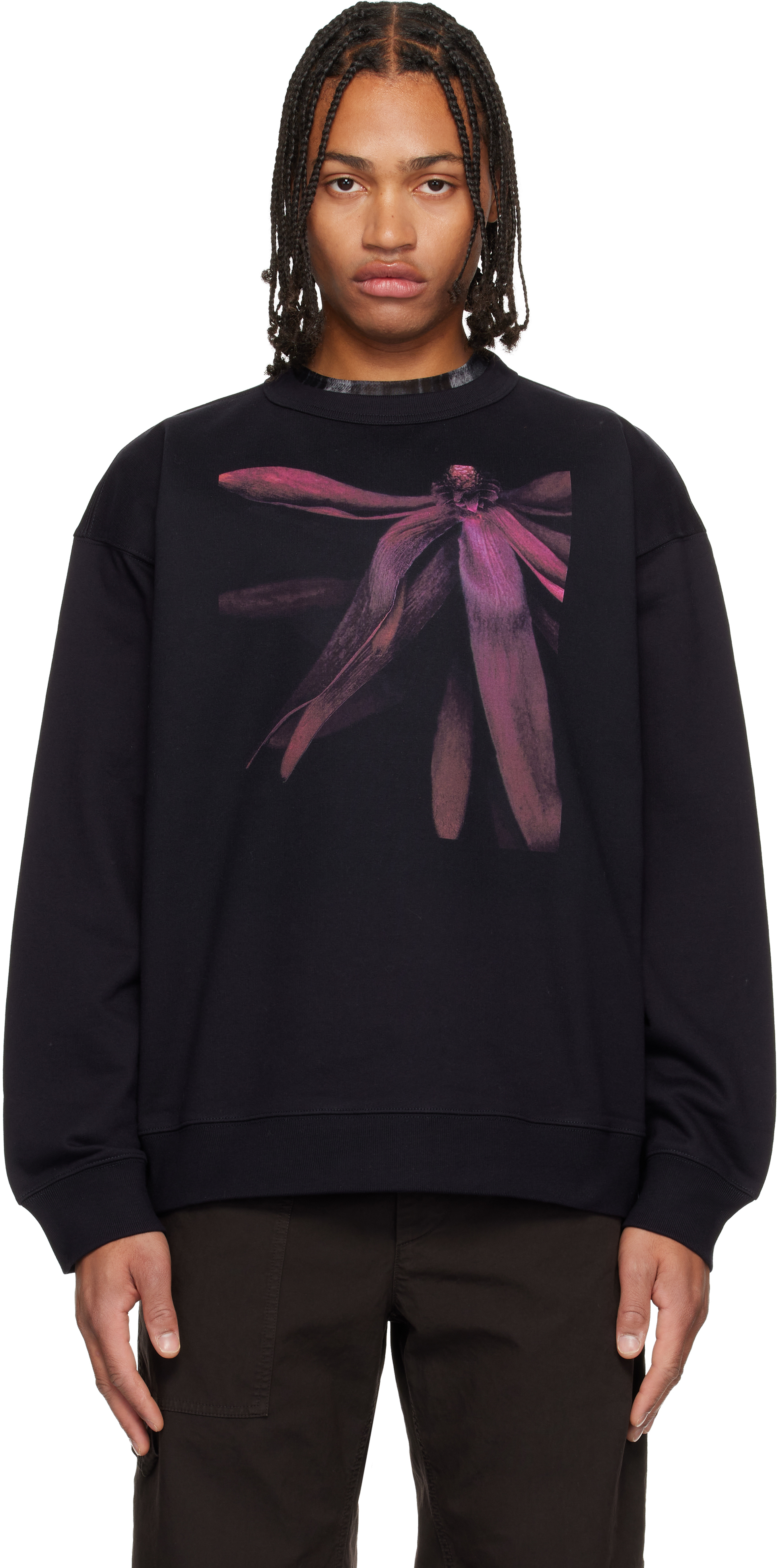 Dries Van Noten Navy Graphic Sweatshirt In Black