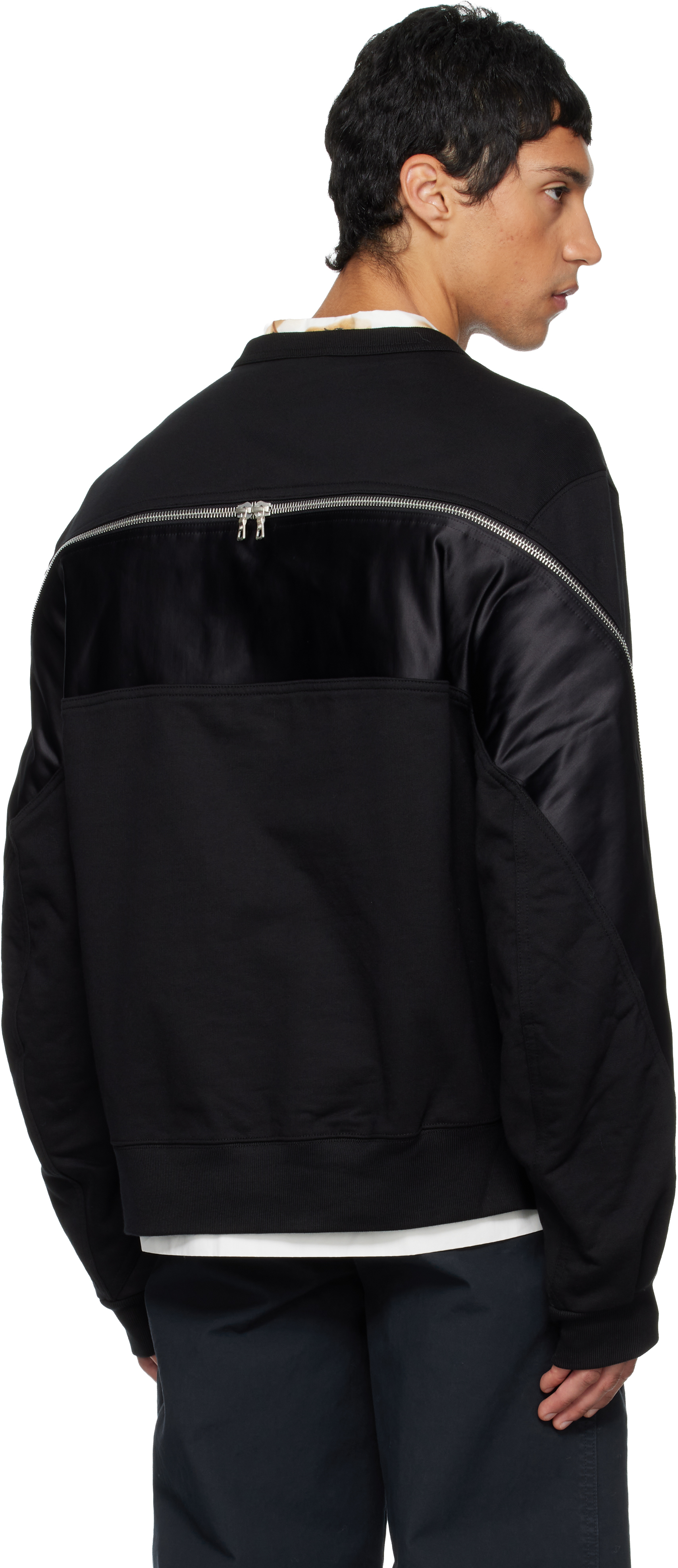 Dries Van Noten Black Contrasting Panels Crewneck Sweatshirt In Black