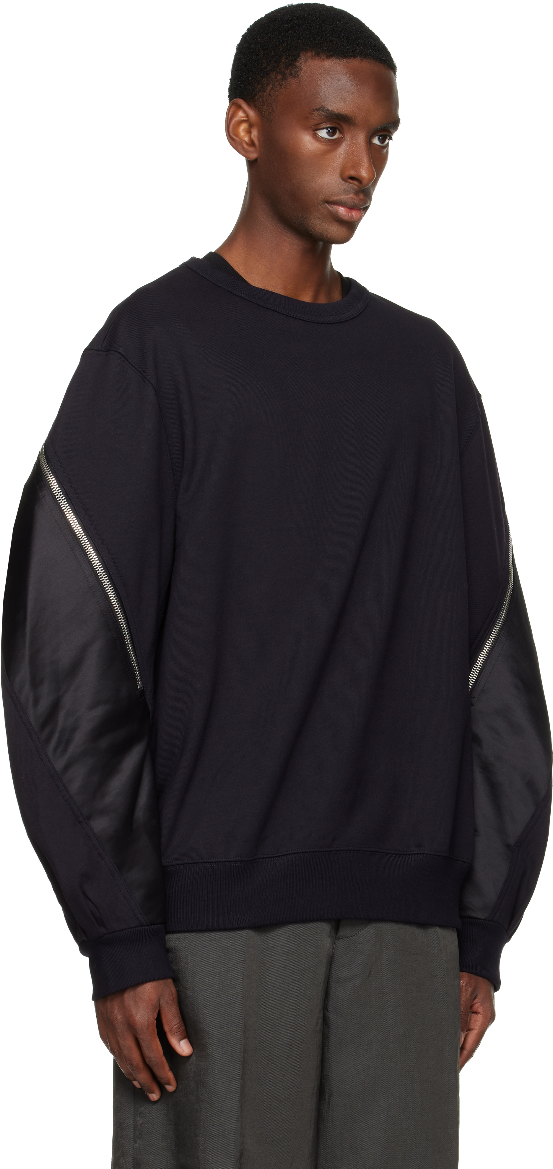 Dries Van Noten Navy Contrast Sweatshirt In Blue