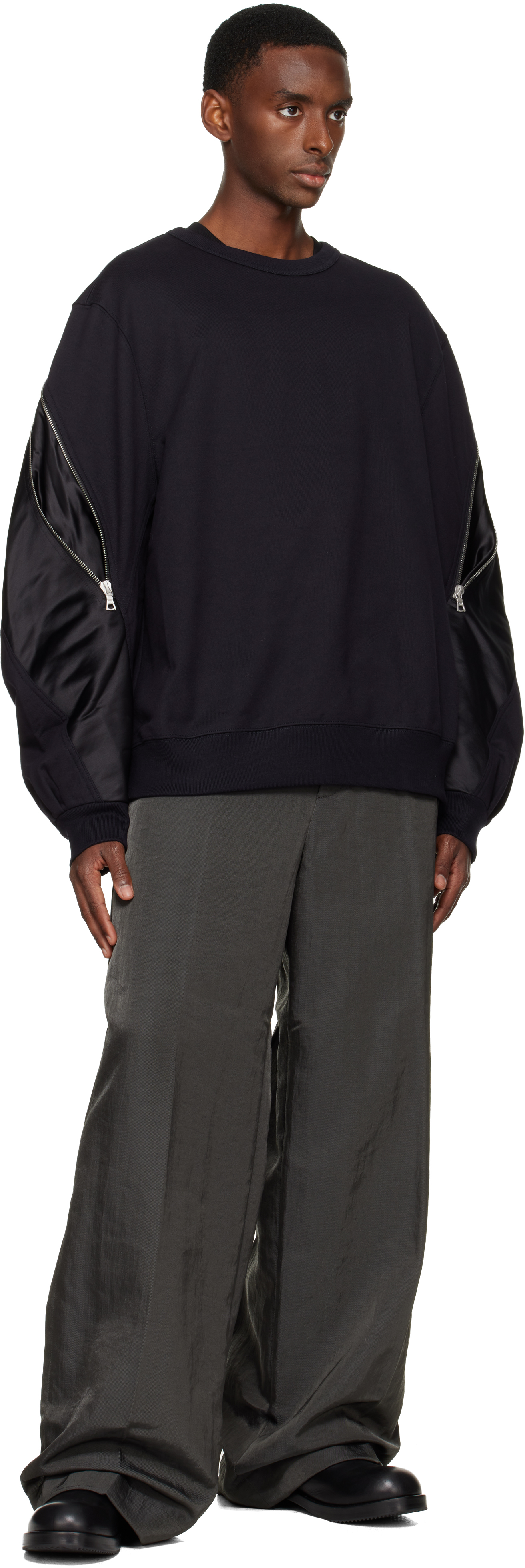 Dries Van Noten Navy Contrast Sweatshirt In Blue