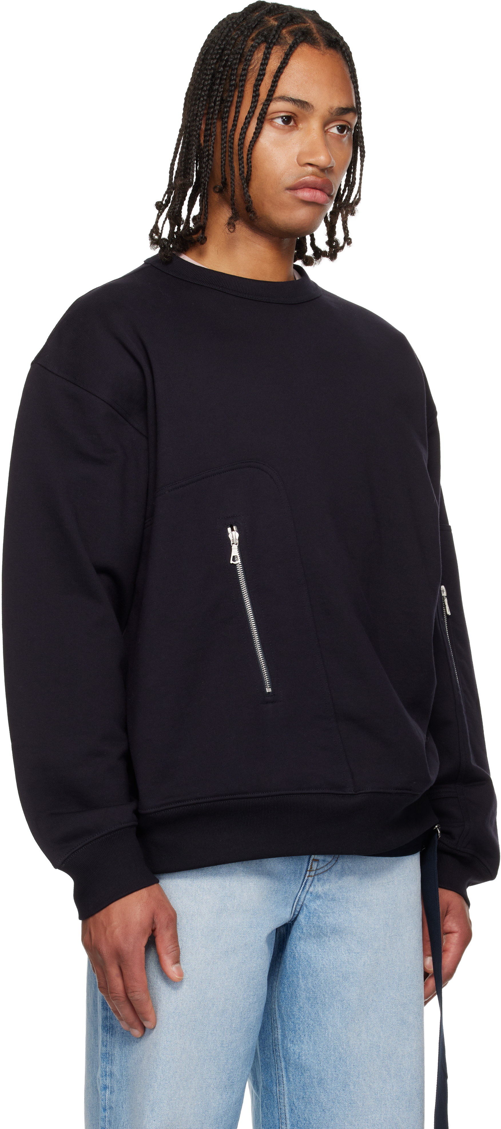 Dries Van Noten Navy Strap Sweatshirt In Blue