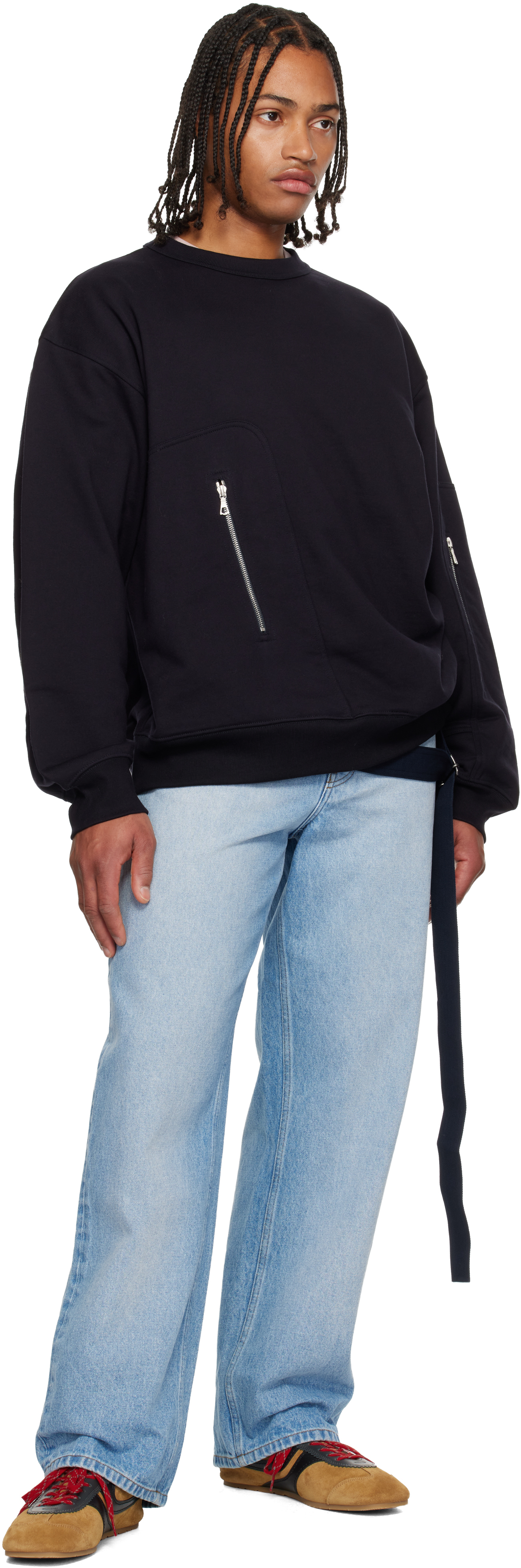 Dries Van Noten Navy Strap Sweatshirt In Blue