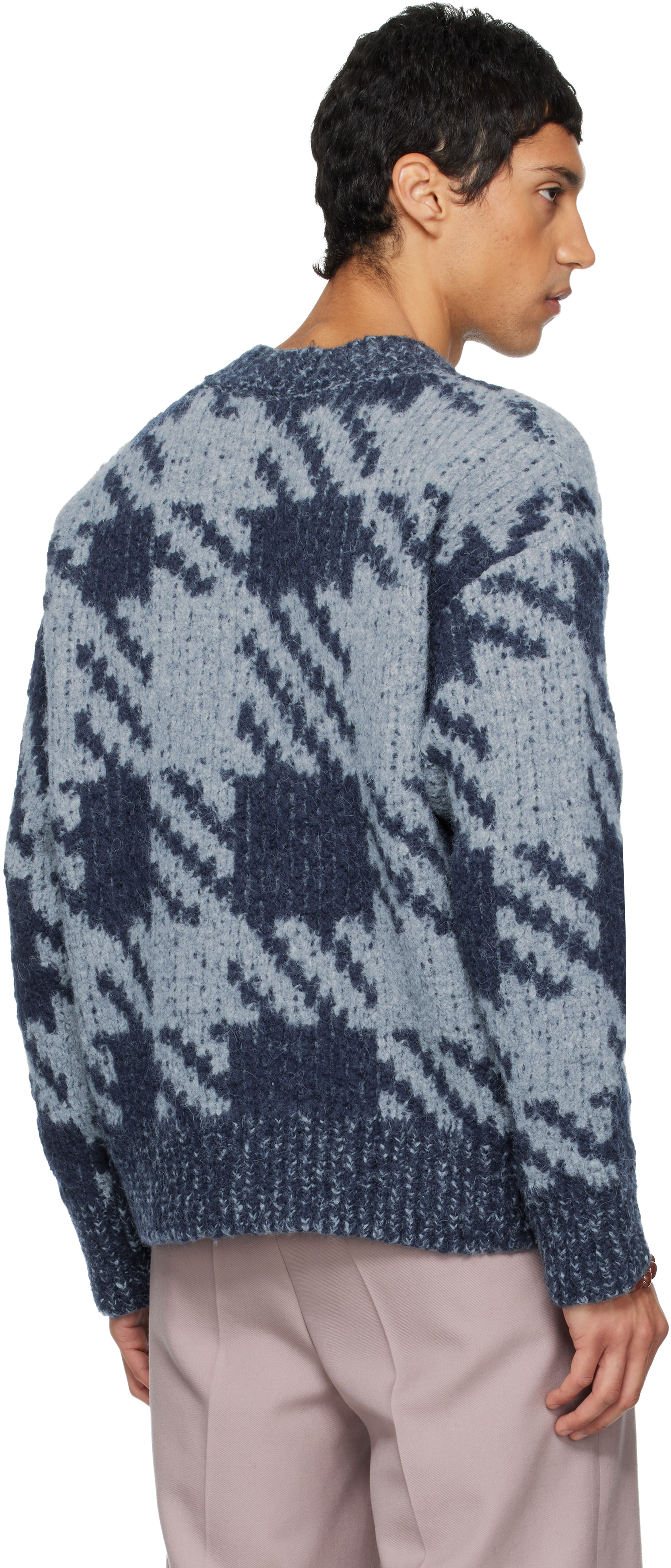 Dries Van Noten Navy & Gray Graphic Sweater In Multi