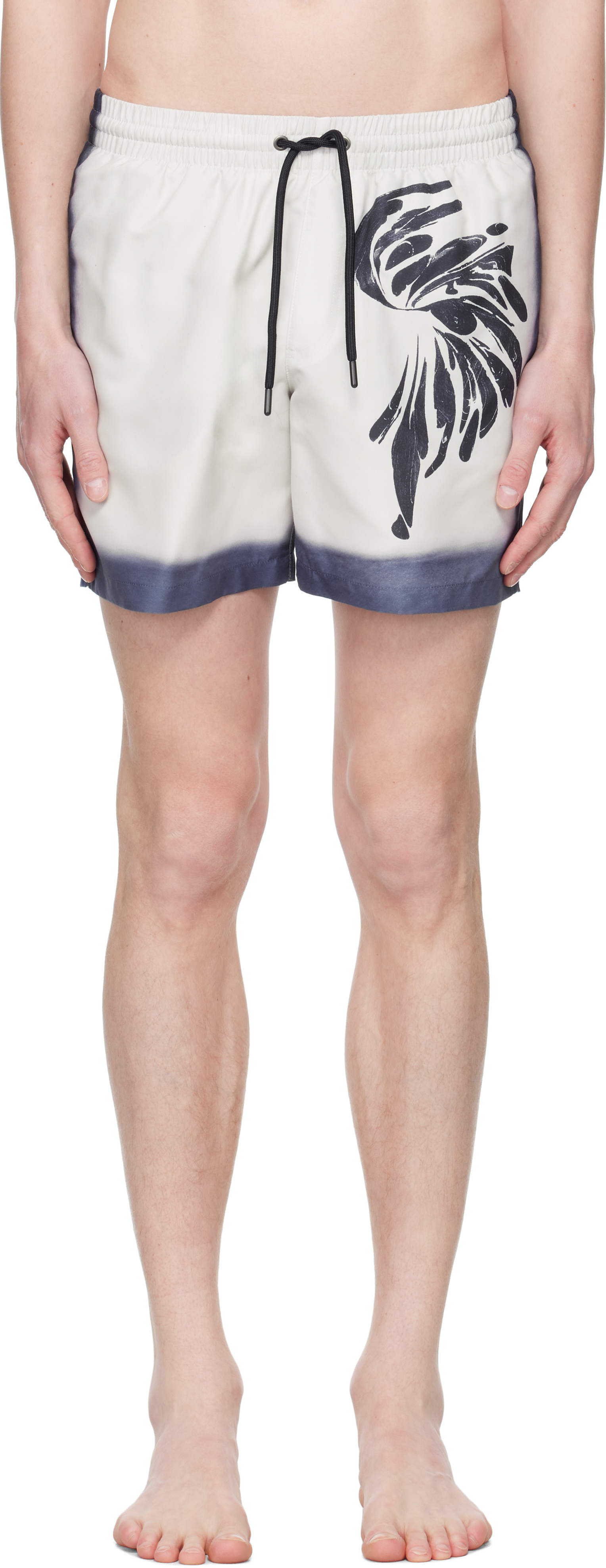Dries Van Noten Mens Navy Printed Drawstring Swim Shorts
