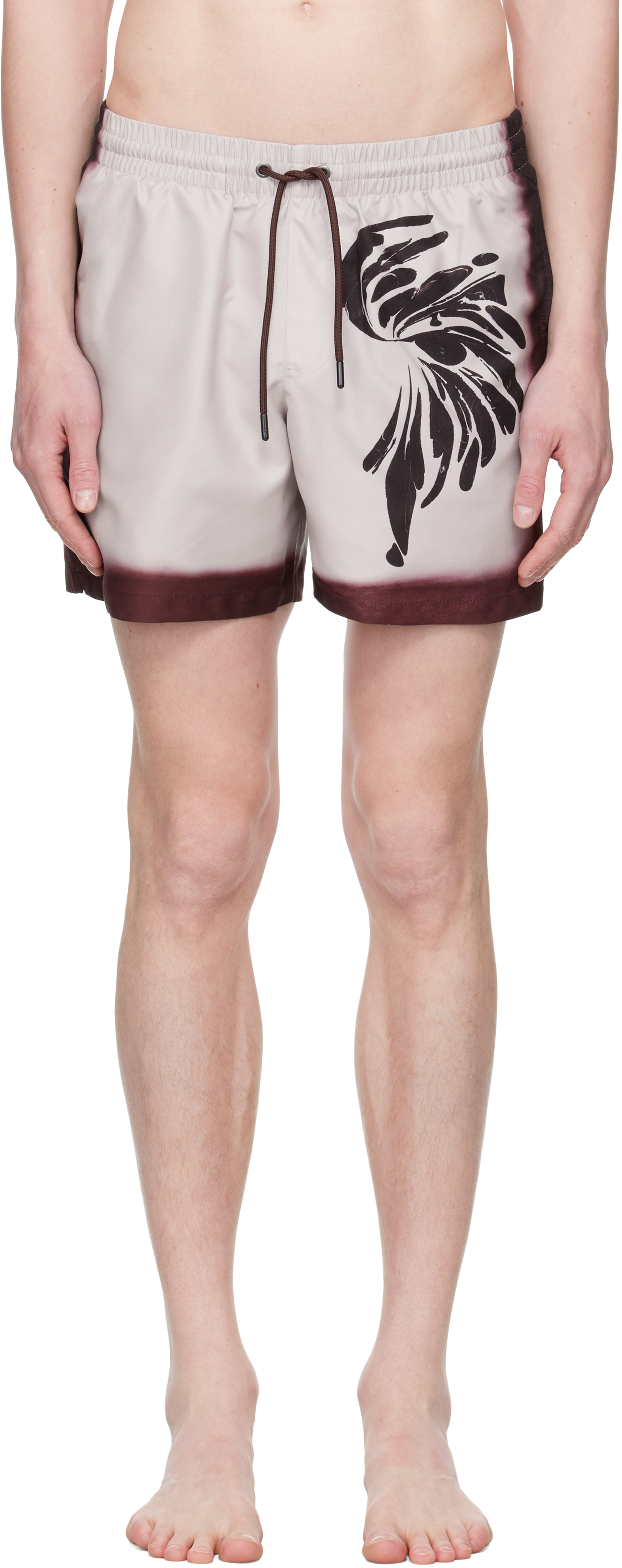 Dries Van Noten Burgundy Printed Swim Shorts