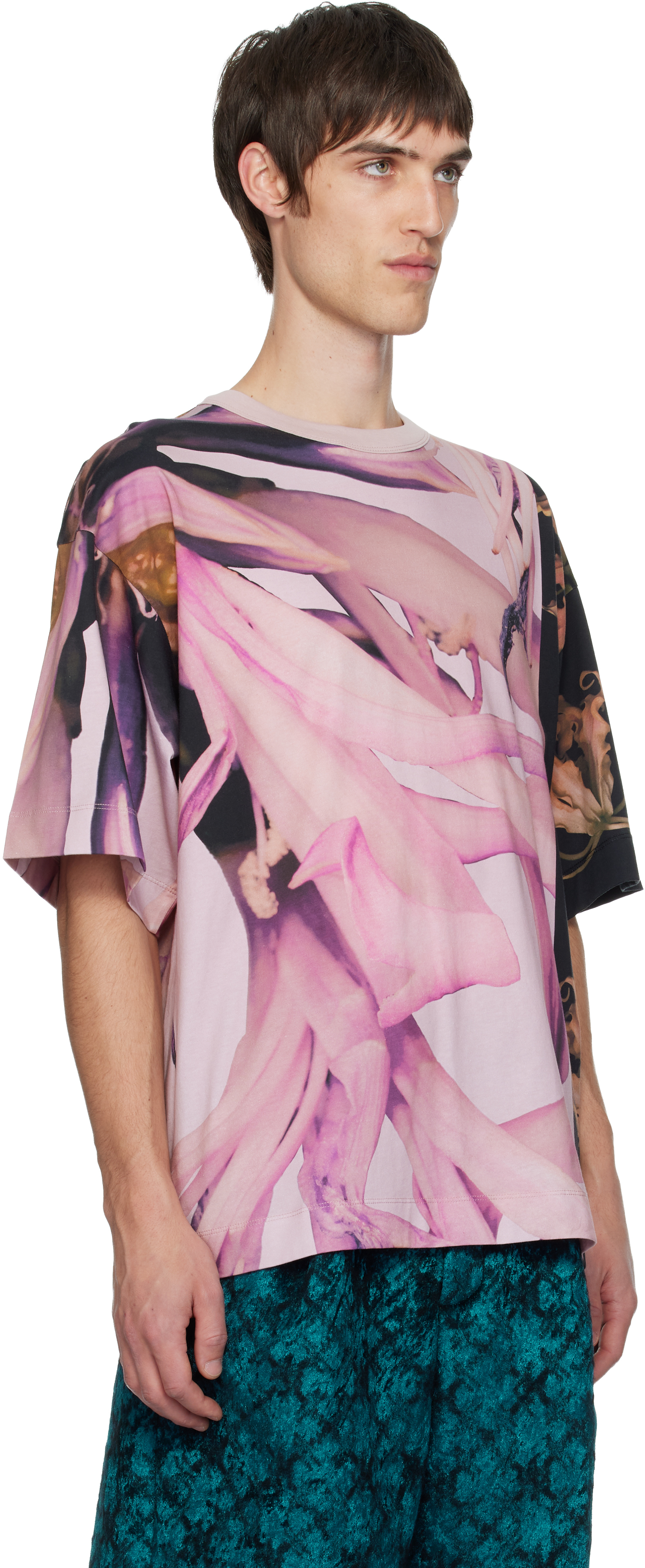 Dries Van Noten Pink Oversized T-shirt In Animal Print