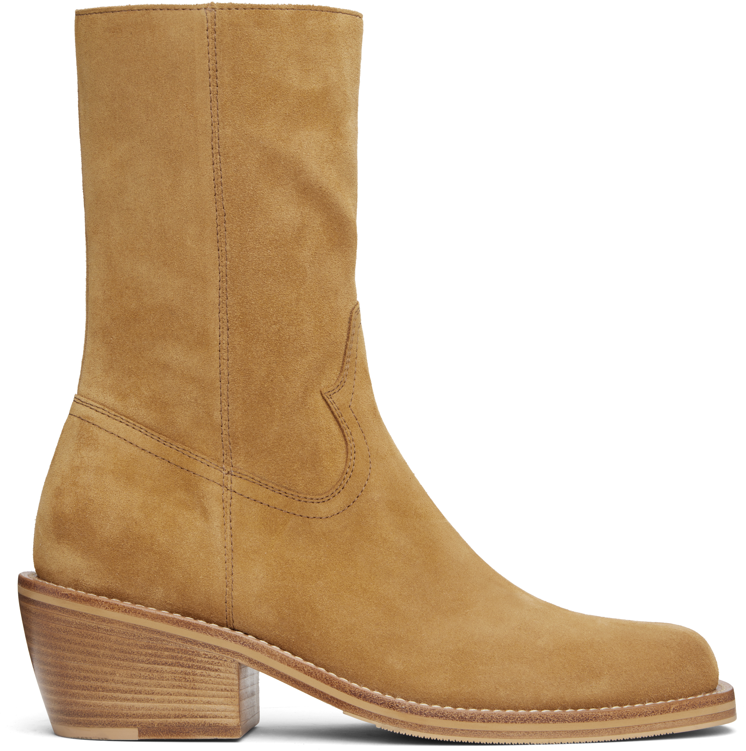 Dries Van Noten: Tan Zip Boots | SSENSE