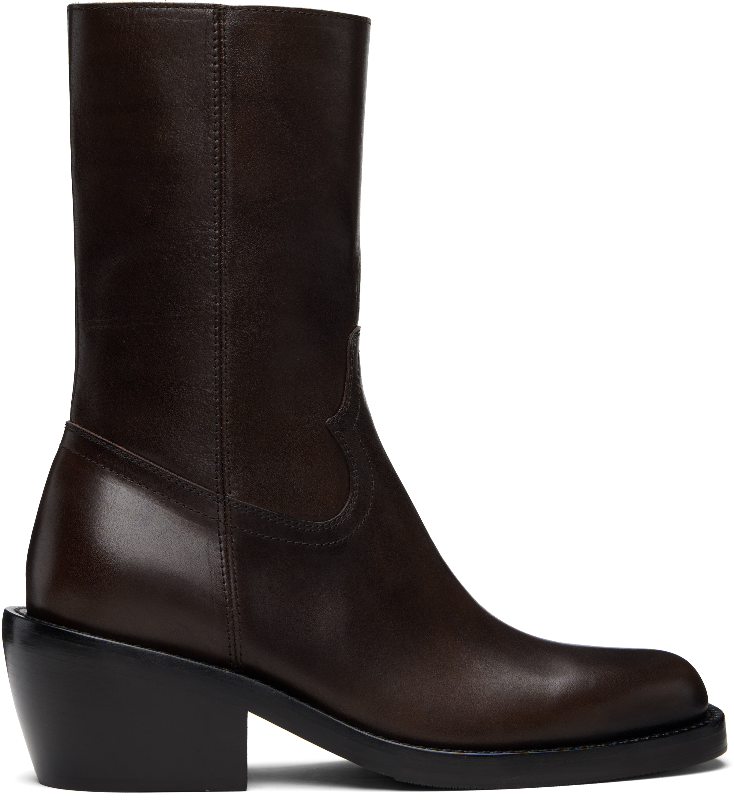 Dries Van Noten Brown Leather Boots In Brown