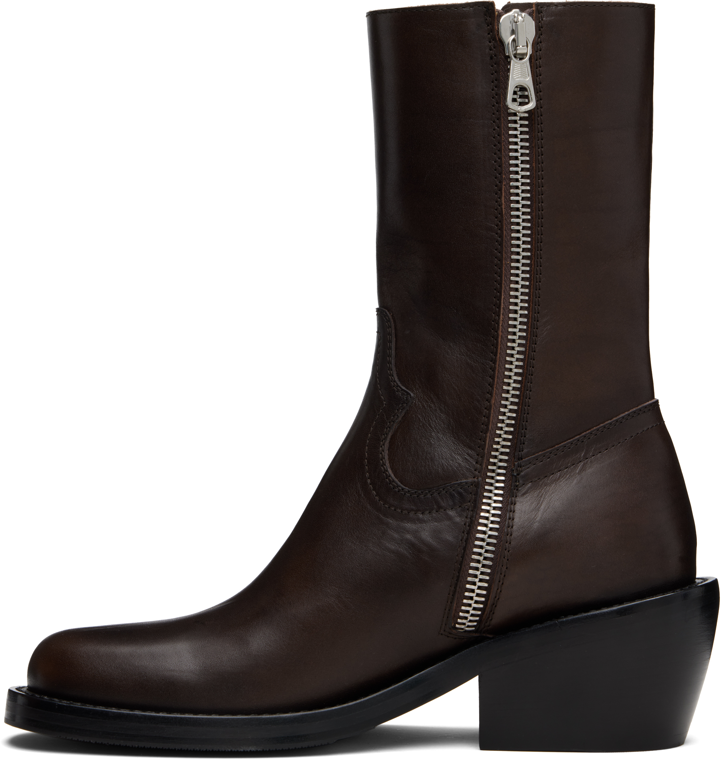 Dries Van Noten Brown Leather Boots In Brown