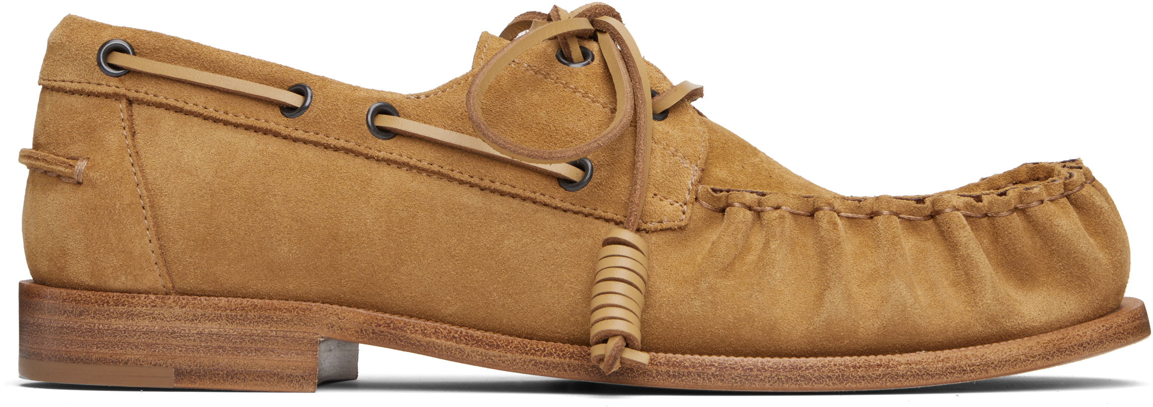 Tan Suede Boat Shoes by Dries Van Noten on Sale