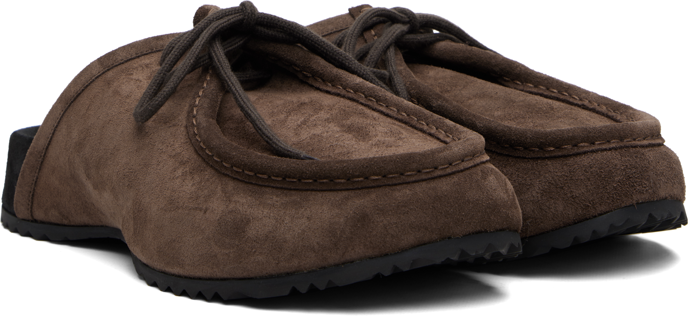 Dries Van Noten Brown Suede Clogs In Brown