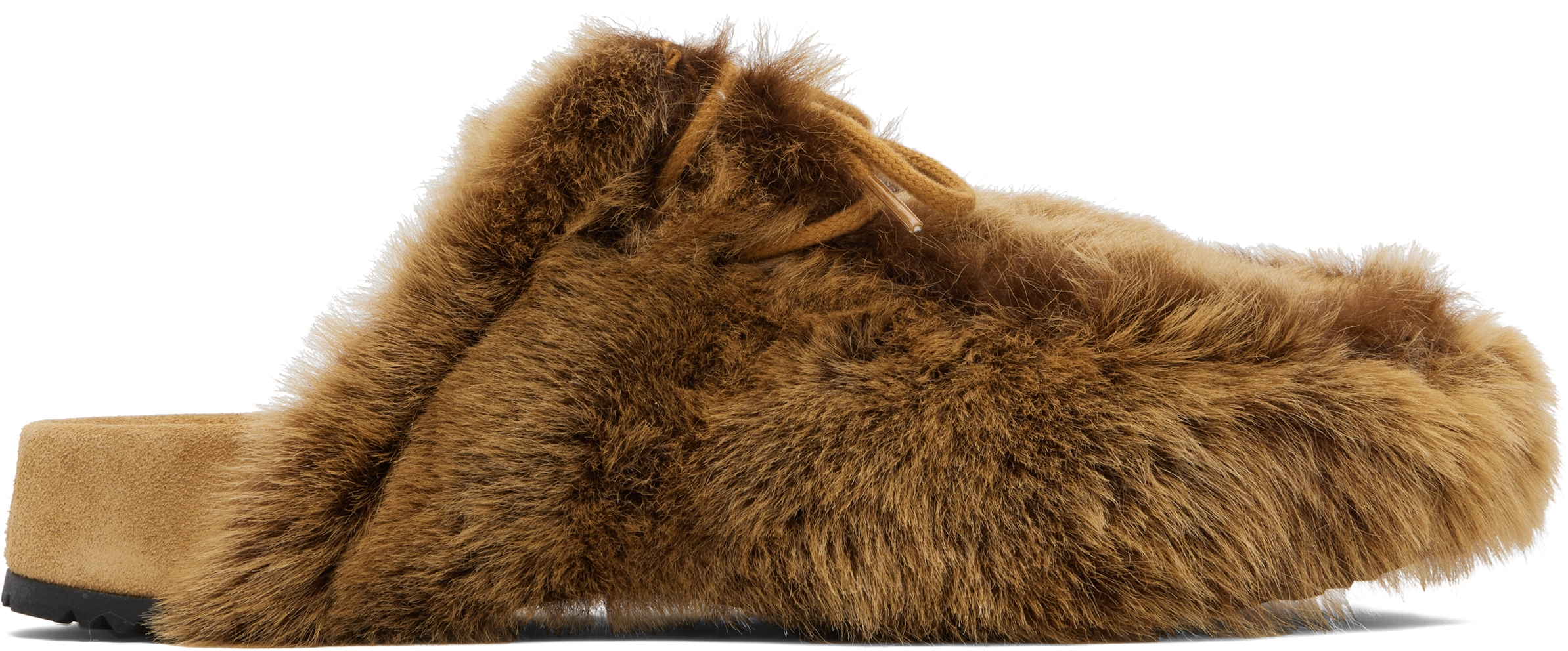 Dries Van Noten Tan Shearling Clogs In Brown