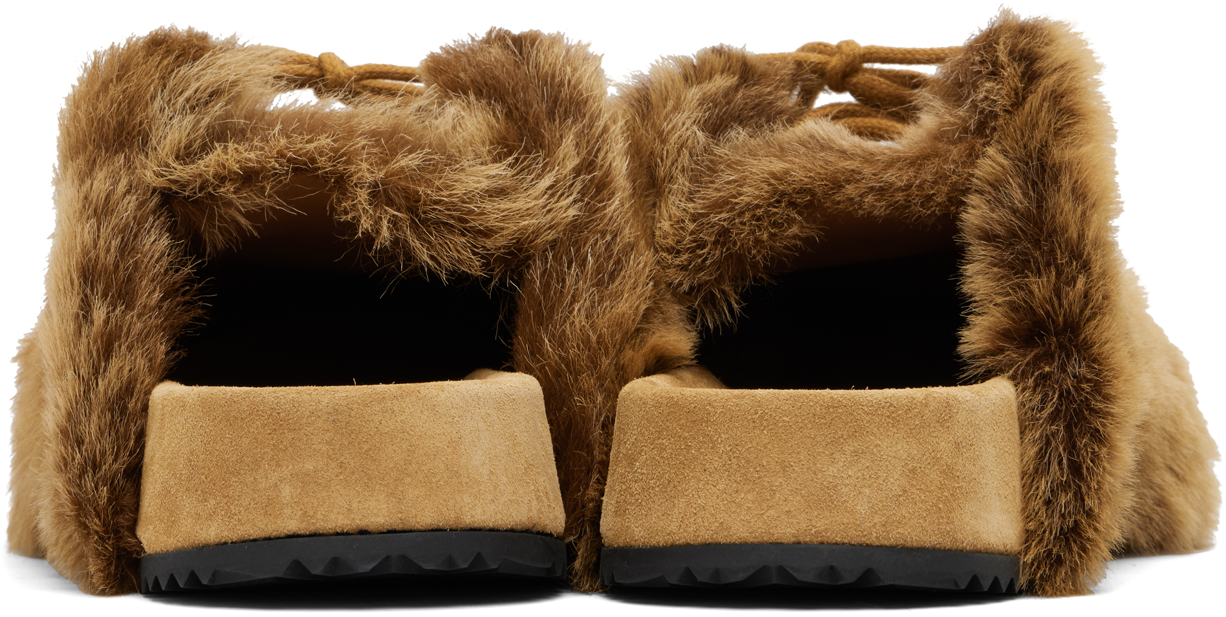 Dries Van Noten Tan Shearling Clogs In Brown