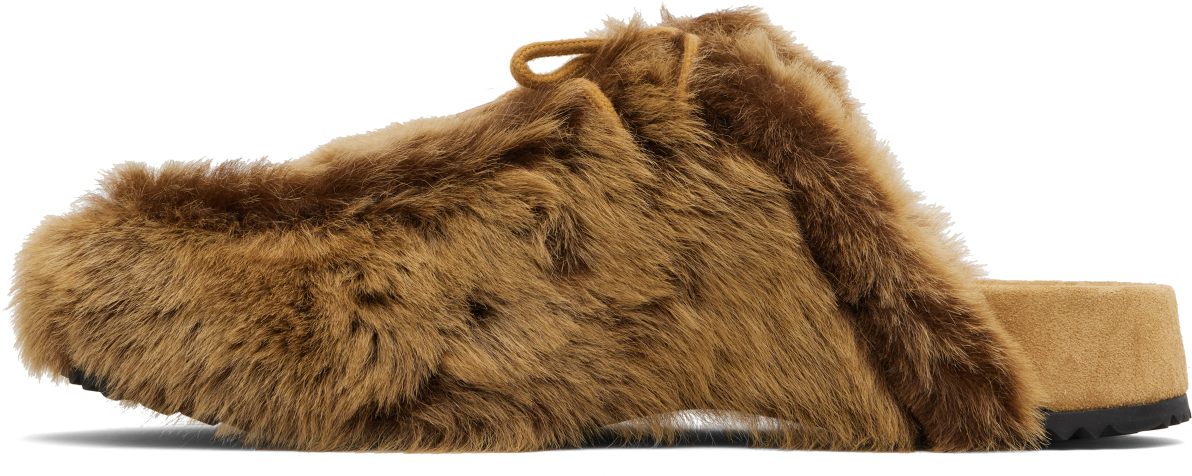 Dries Van Noten Tan Shearling Clogs In Brown