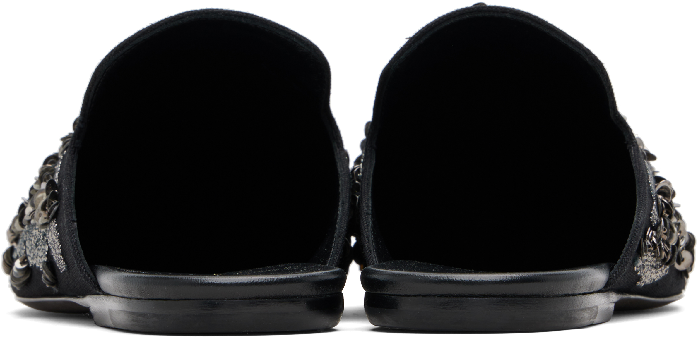 Dries Van Noten Black Embellished Slippers In Multi