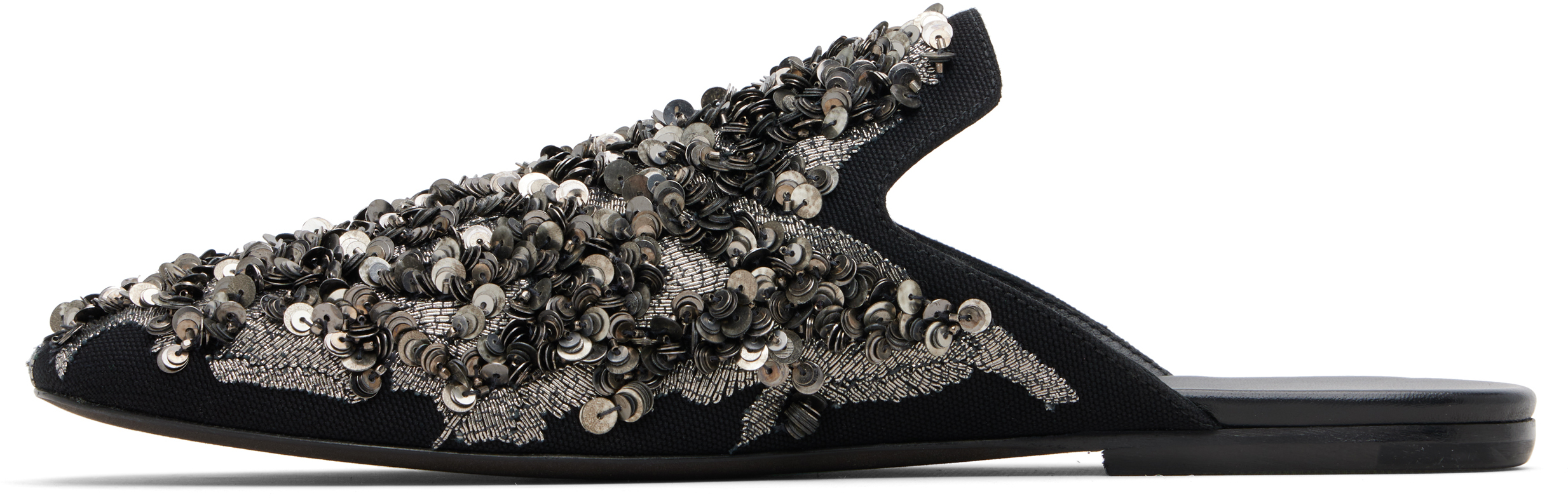 Dries Van Noten Black Embellished Slippers In Multi